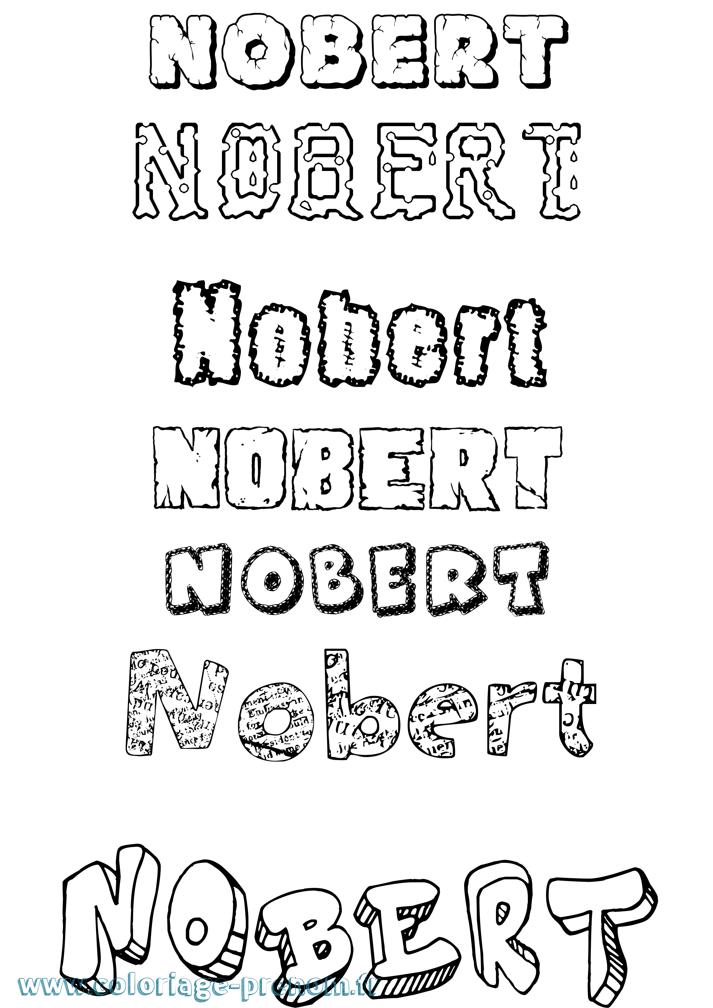 Coloriage Nobert Destructuré Coloriage prénom Nobert Destructuré
