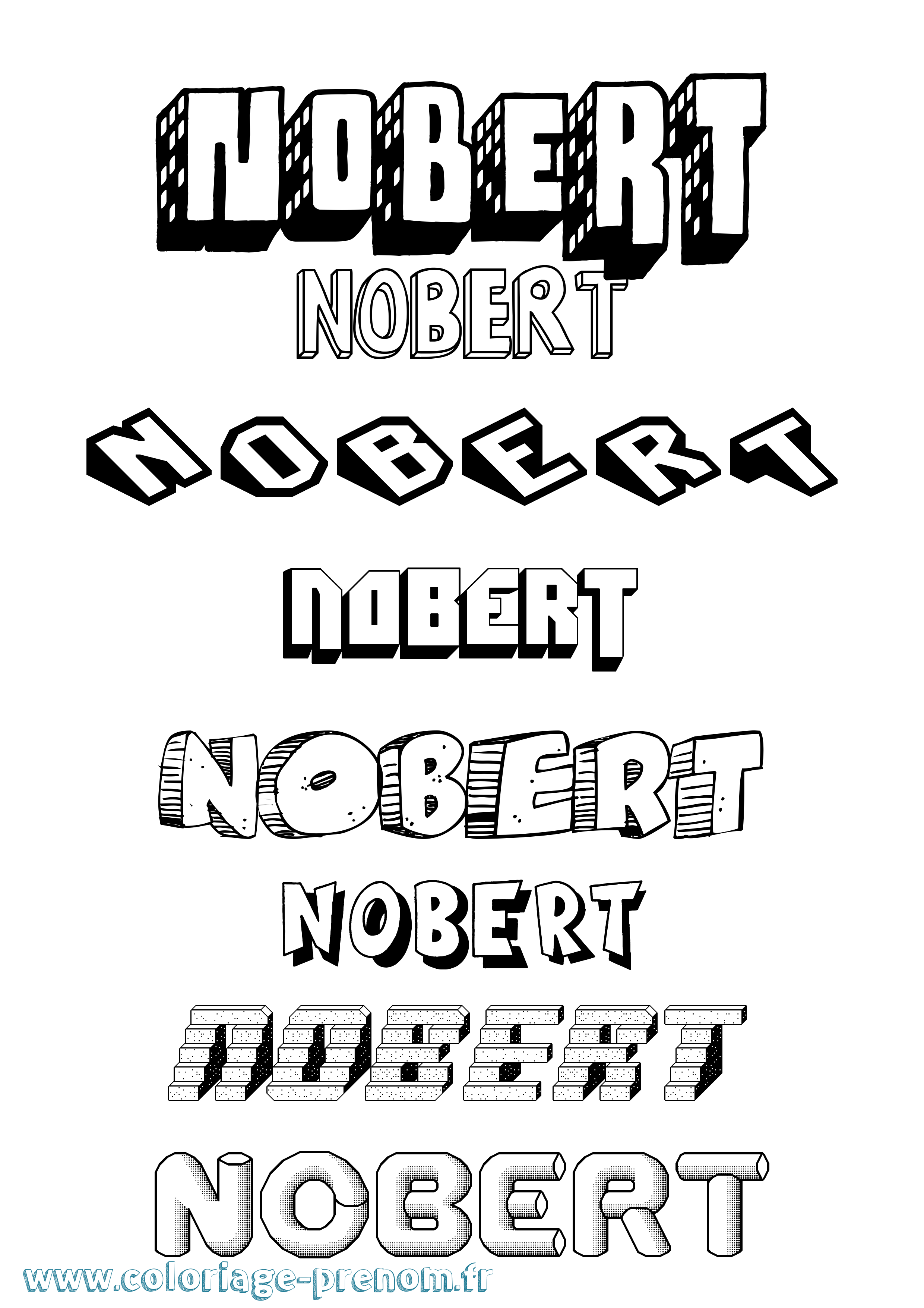 Coloriage Nobert Effet 3D Coloriage prénom Nobert Effet 3D