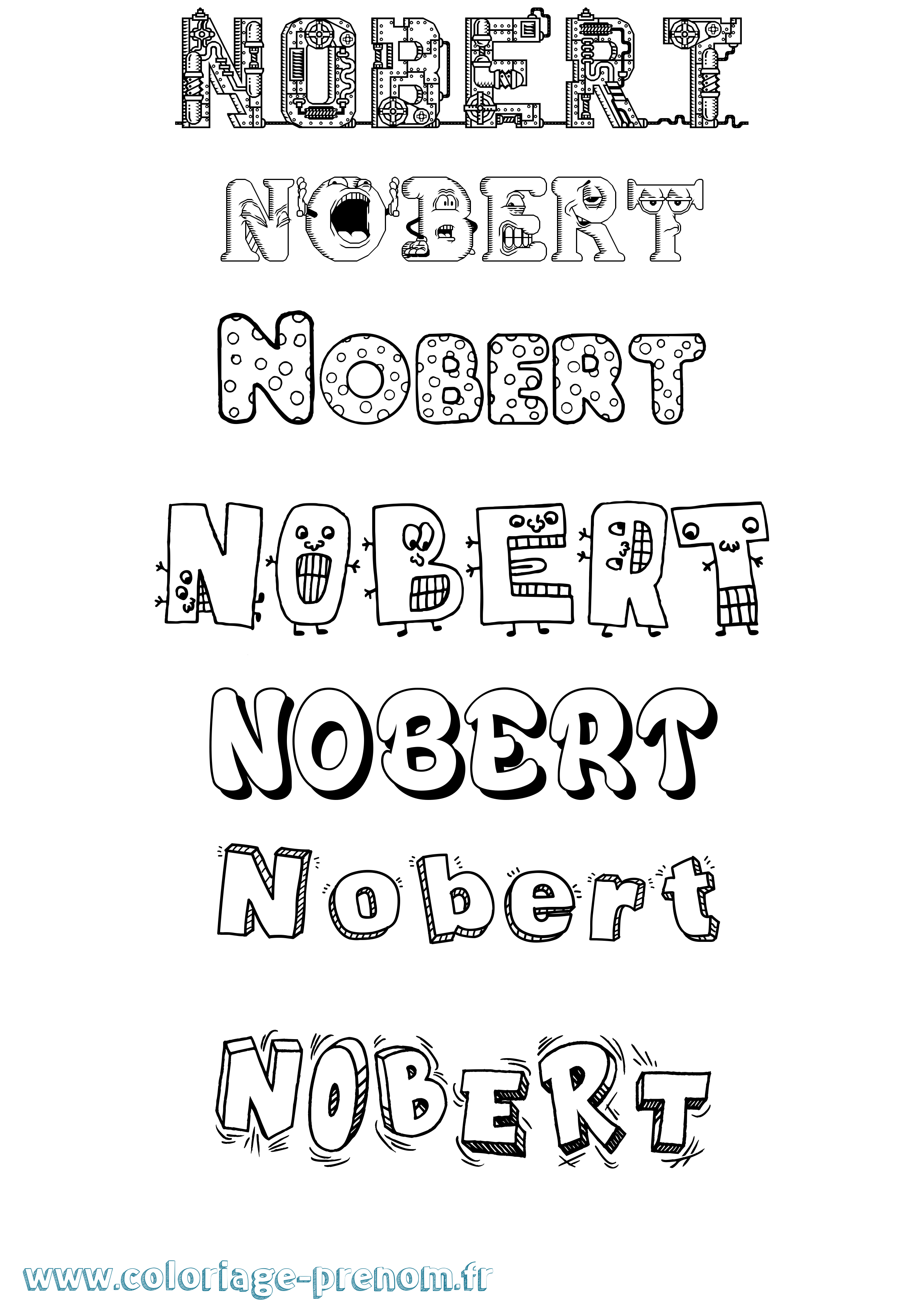 Coloriage Nobert Fun Coloriage prénom Nobert Fun