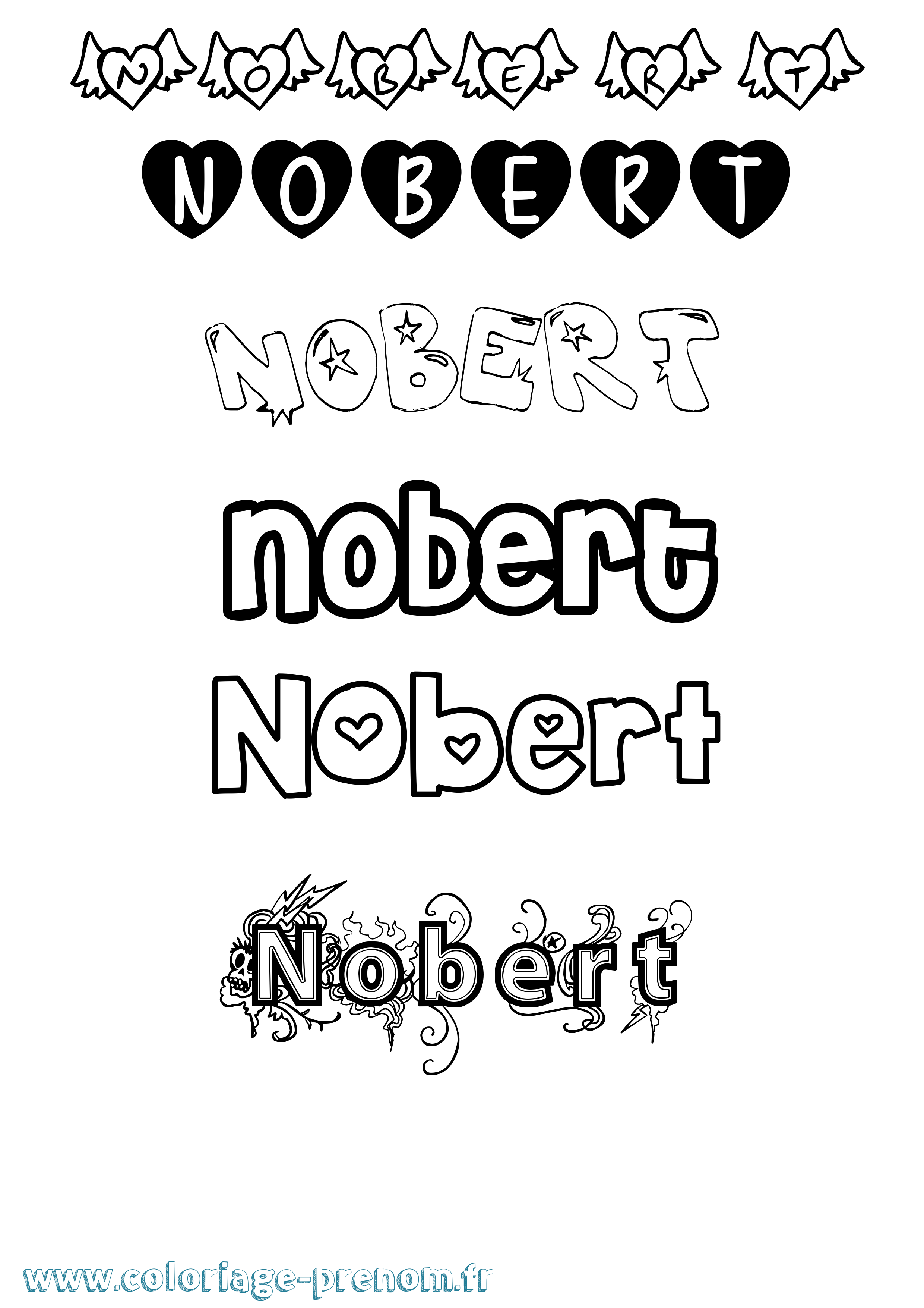 Coloriage Nobert Girly Coloriage prénom Nobert Girly