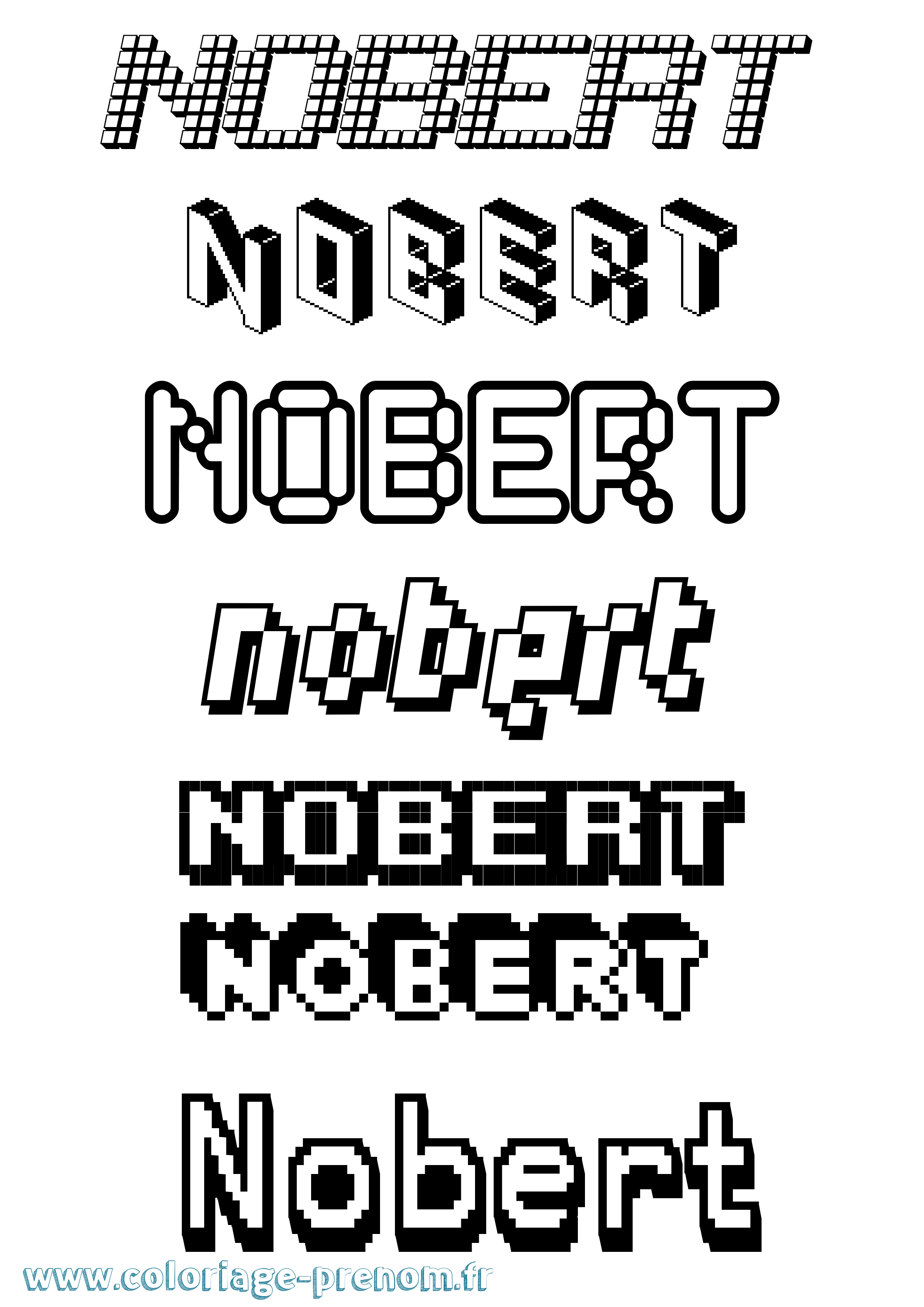 Coloriage Nobert Pixel Coloriage prénom Nobert Pixel