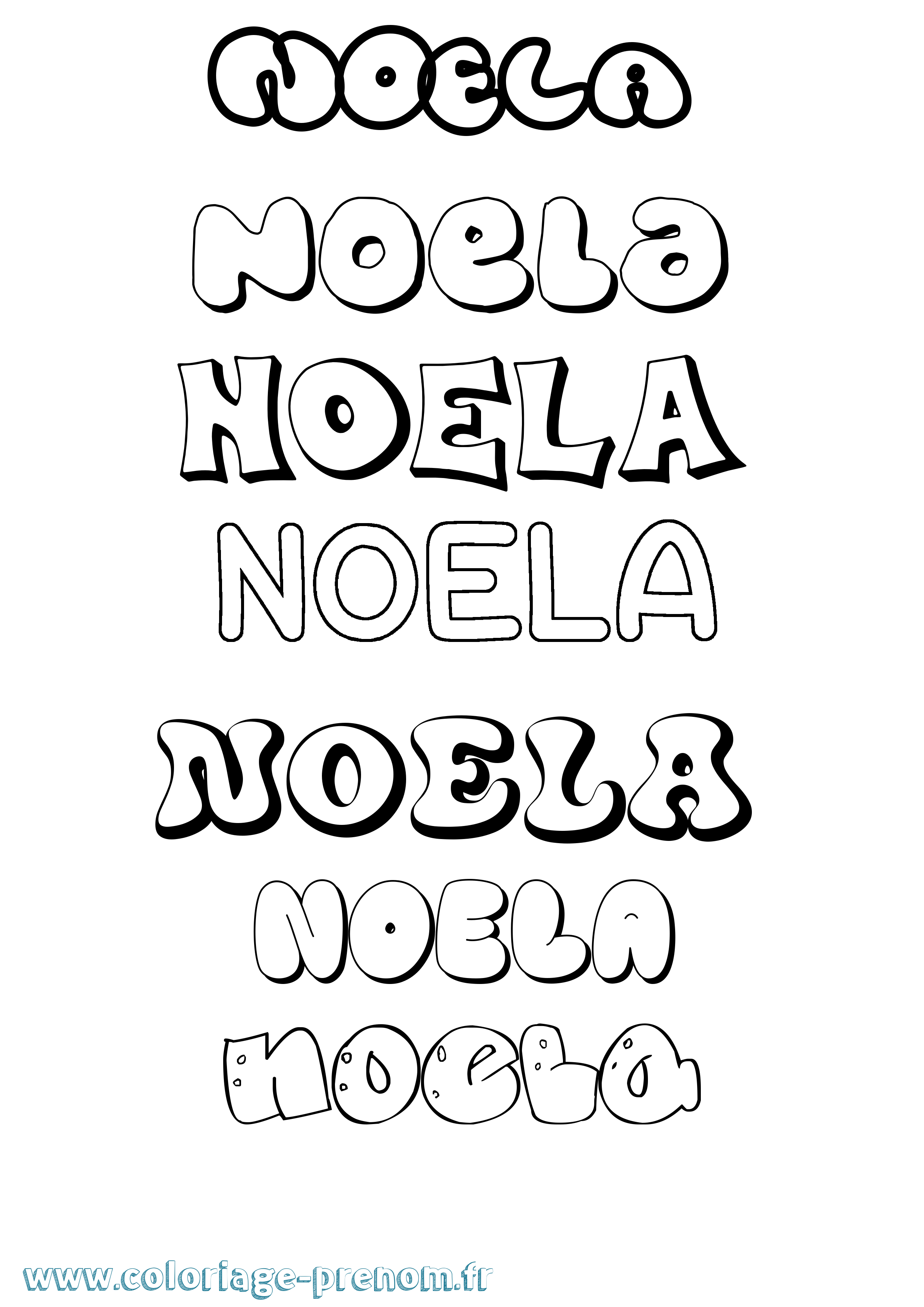 Coloriage Noela Bubble Coloriage prénom Noela Bubble
