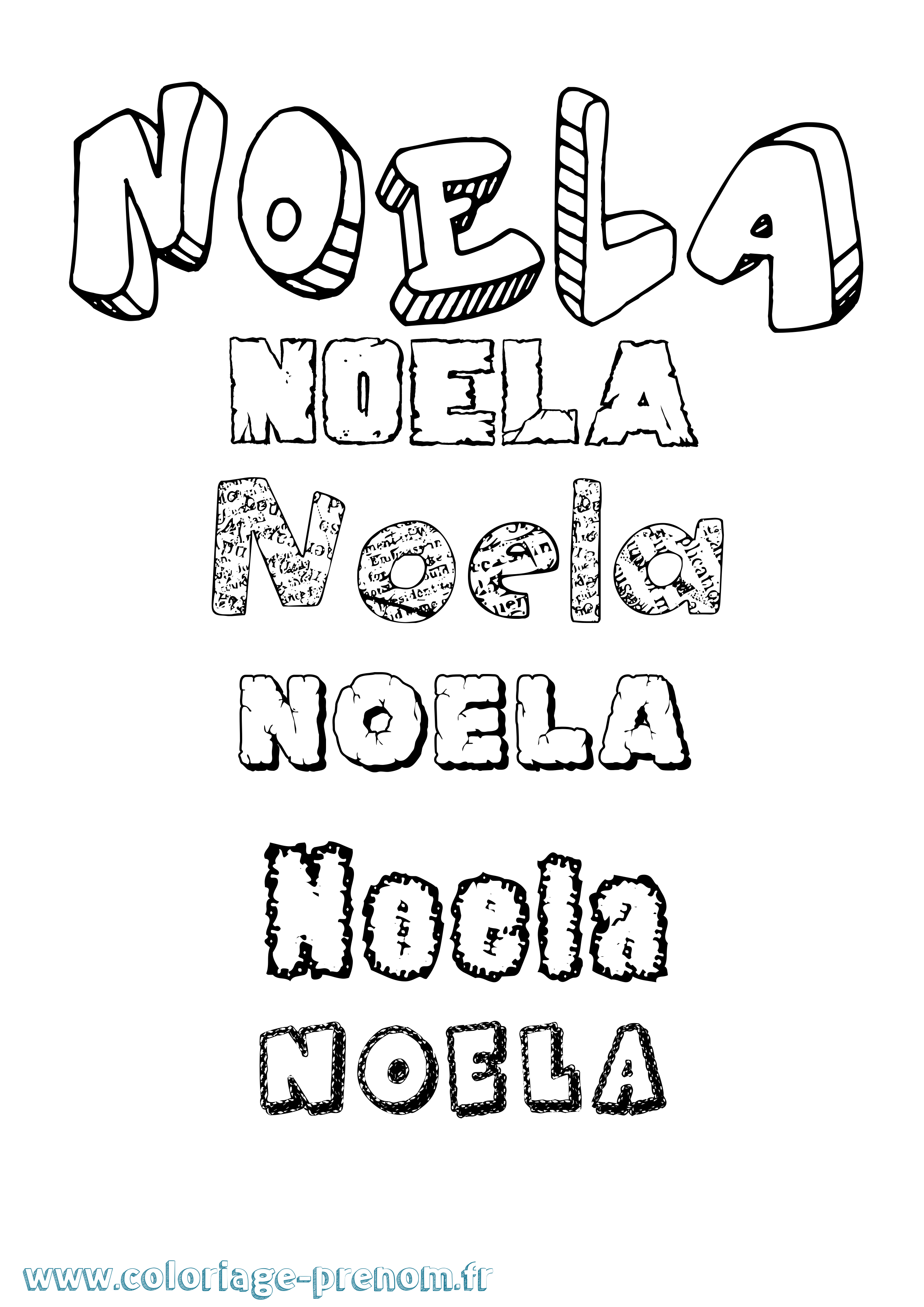 Coloriage Noela Destructuré Coloriage prénom Noela Destructuré