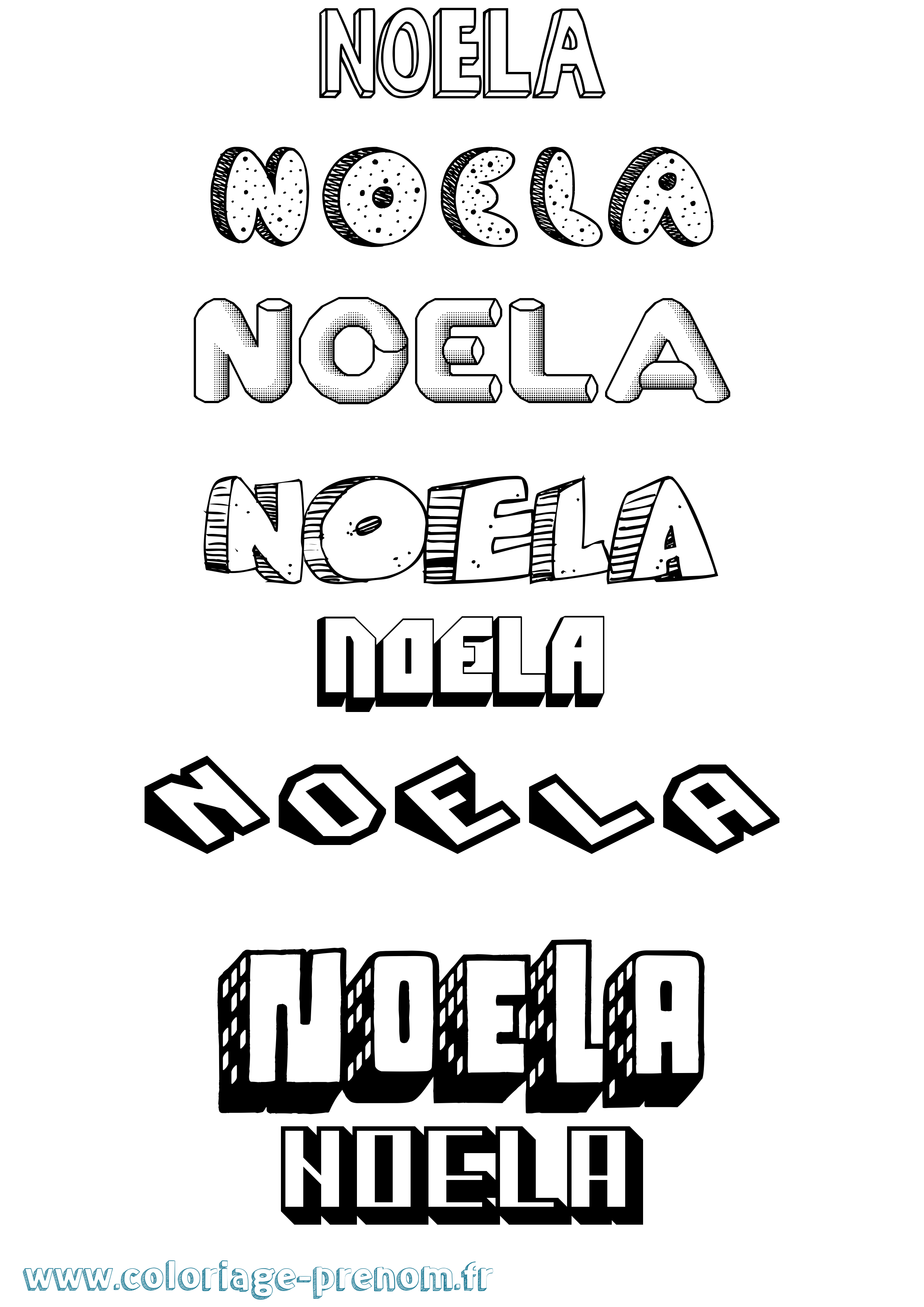 Coloriage Noela Effet 3D Coloriage prénom Noela Effet 3D