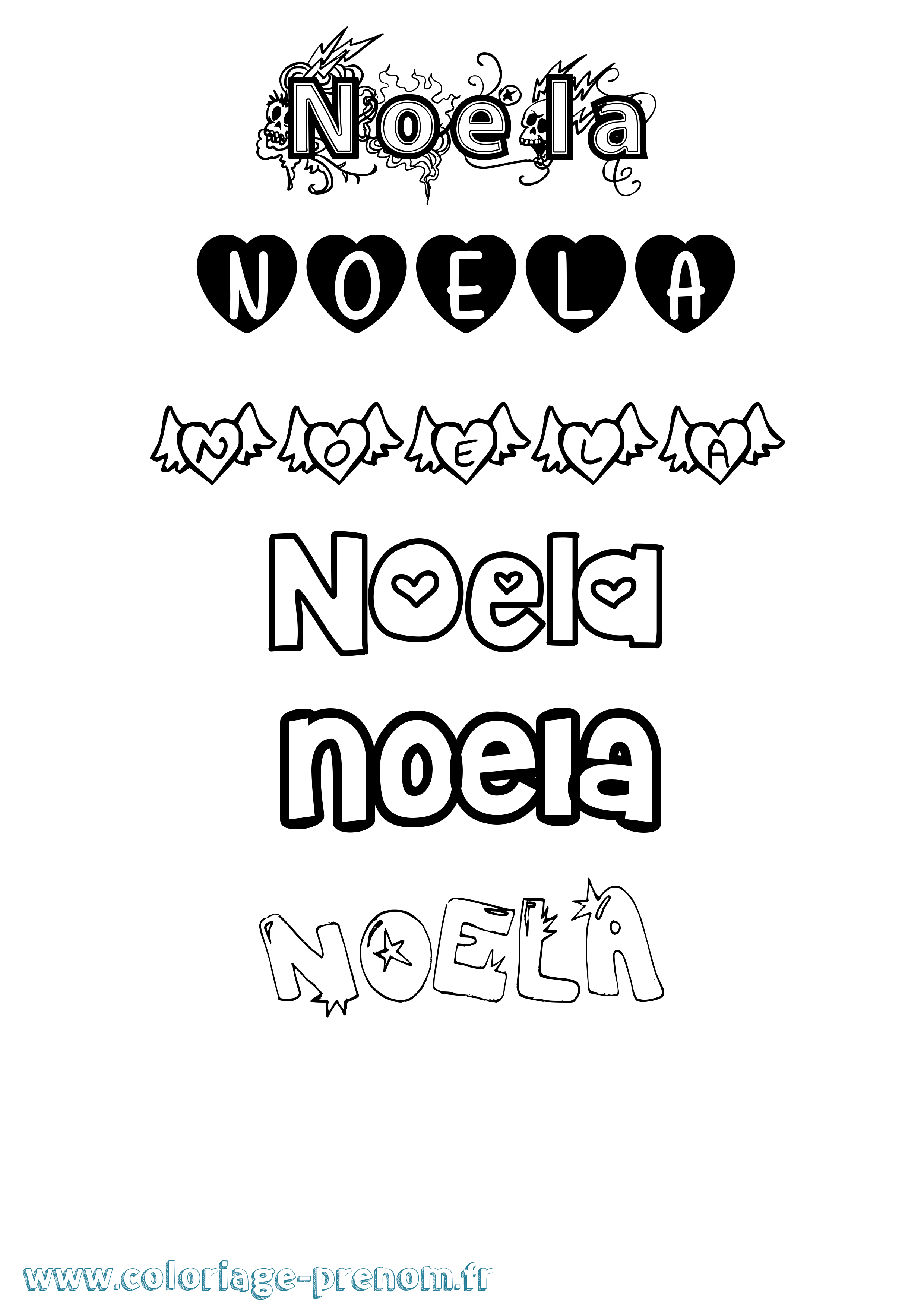 Coloriage Noela Girly Coloriage prénom Noela Girly