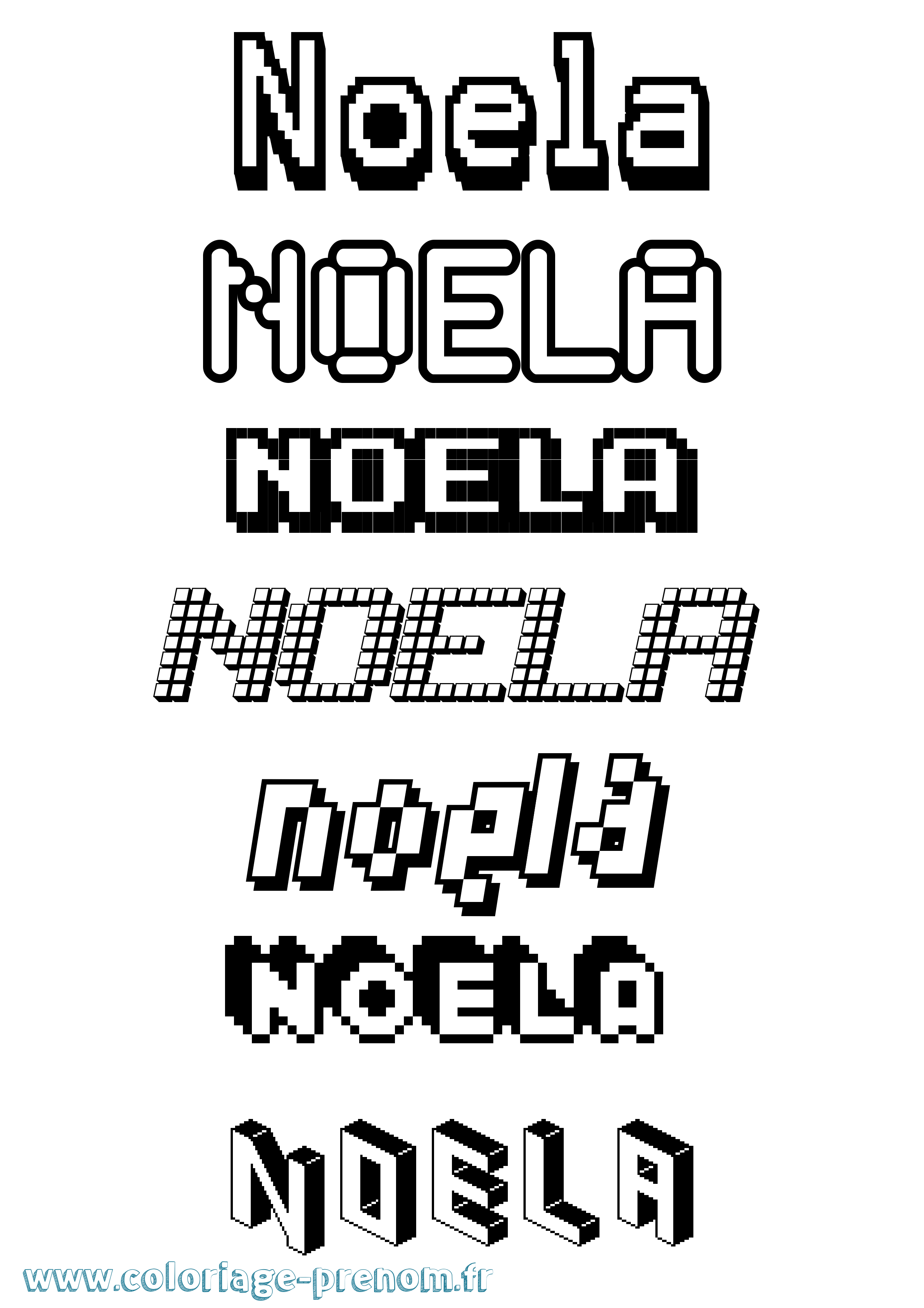 Coloriage Noela Pixel Coloriage prénom Noela Pixel