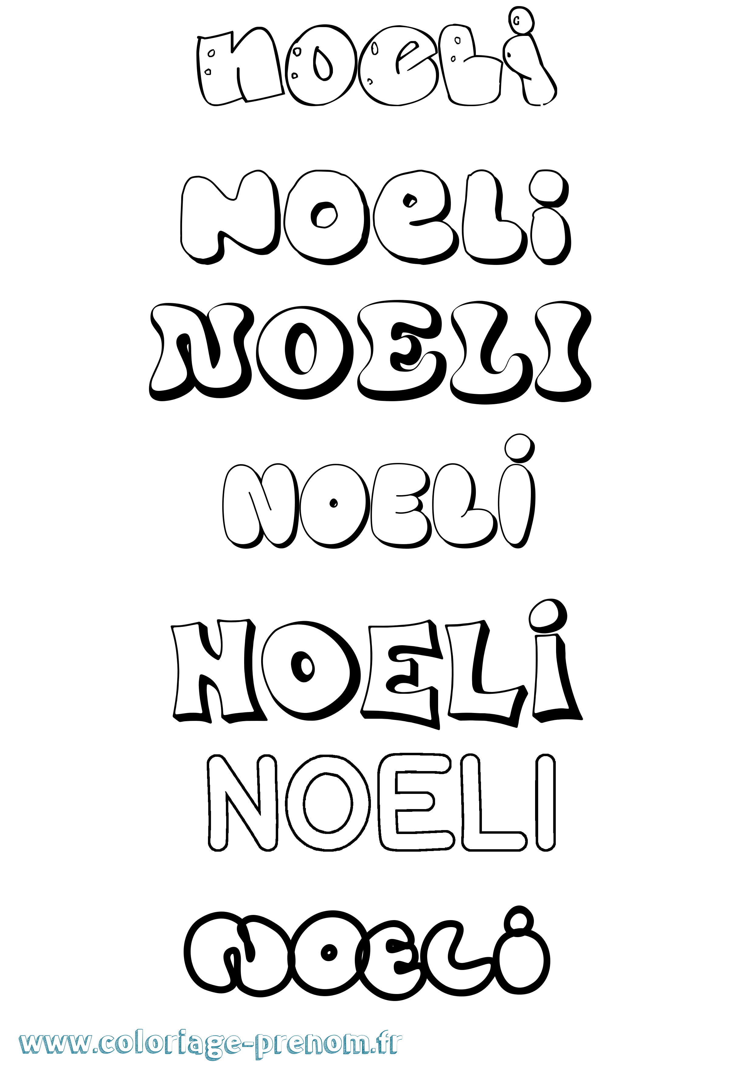 Coloriage Noeli Bubble Coloriage prénom Noeli Bubble