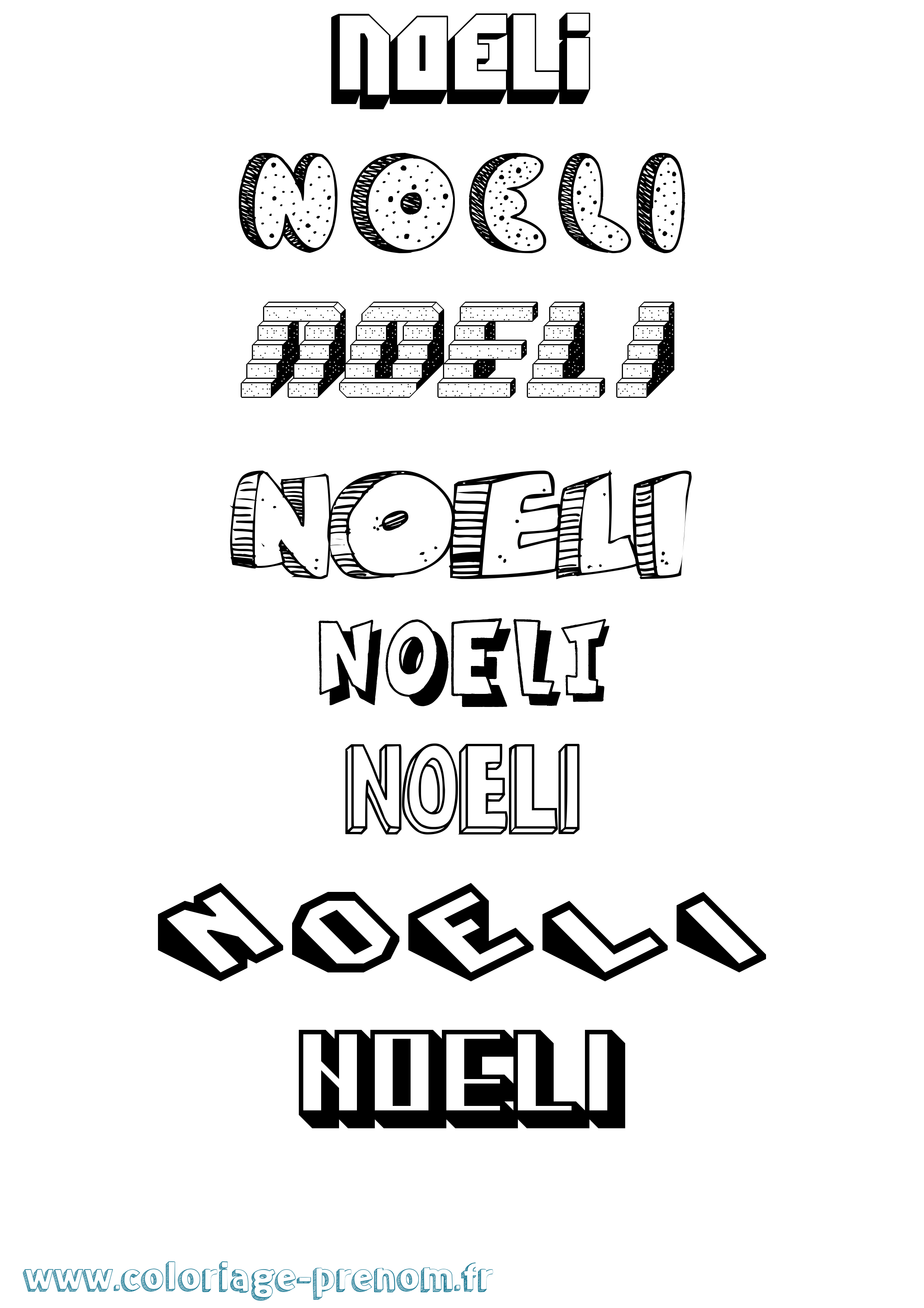 Coloriage Noeli Effet 3D Coloriage prénom Noeli Effet 3D
