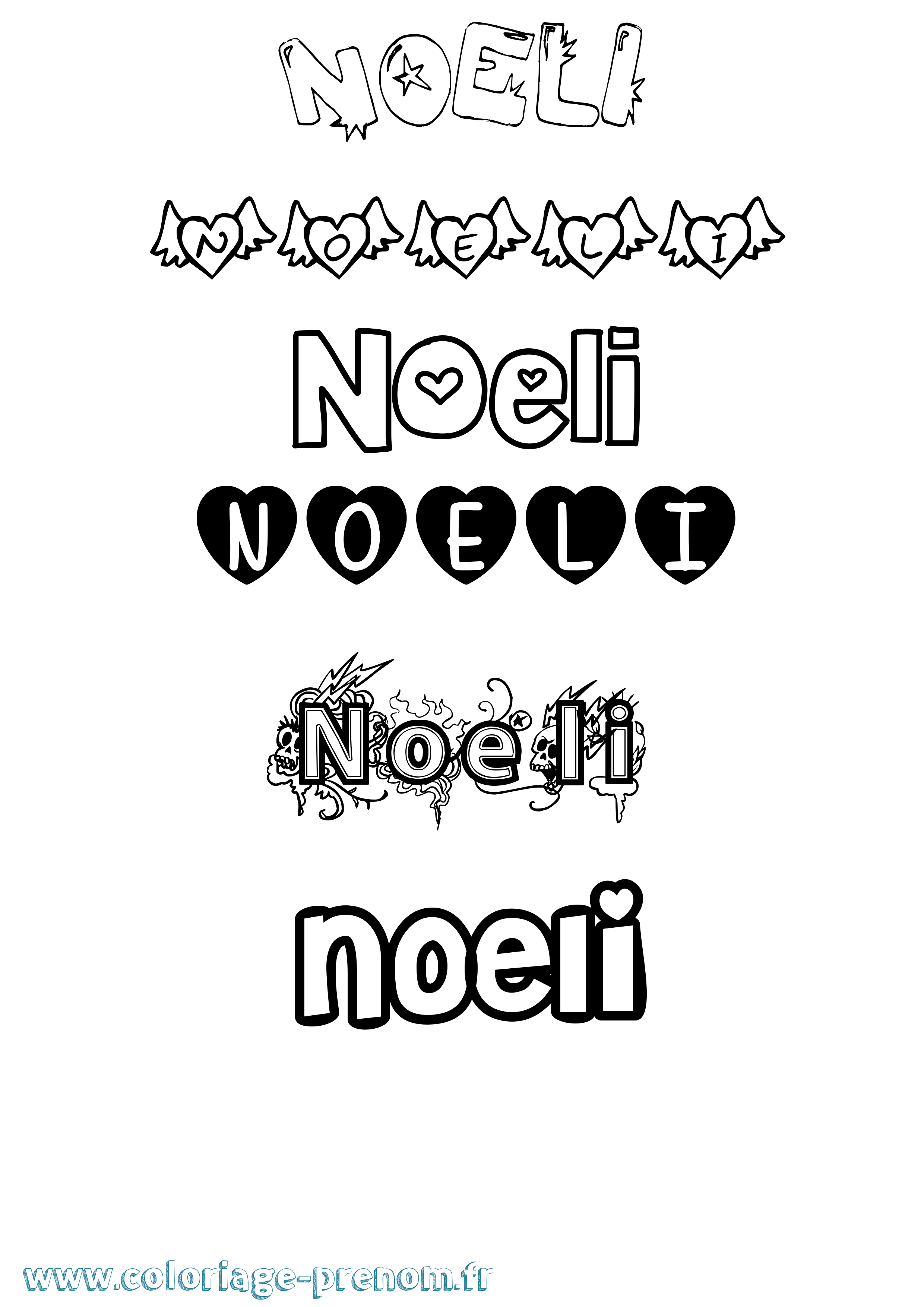 Coloriage Noeli Girly Coloriage prénom Noeli Girly