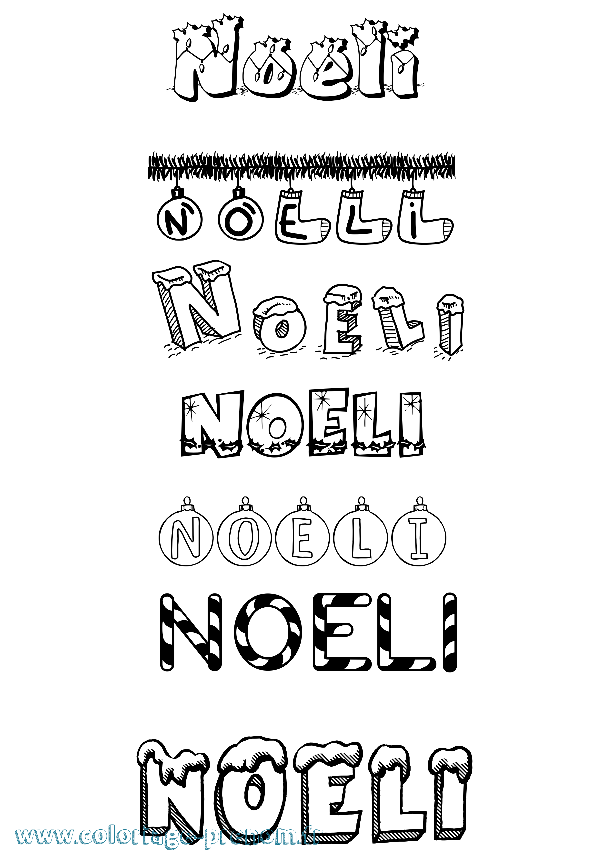 Coloriage Noeli Noël Coloriage prénom Noeli Noël