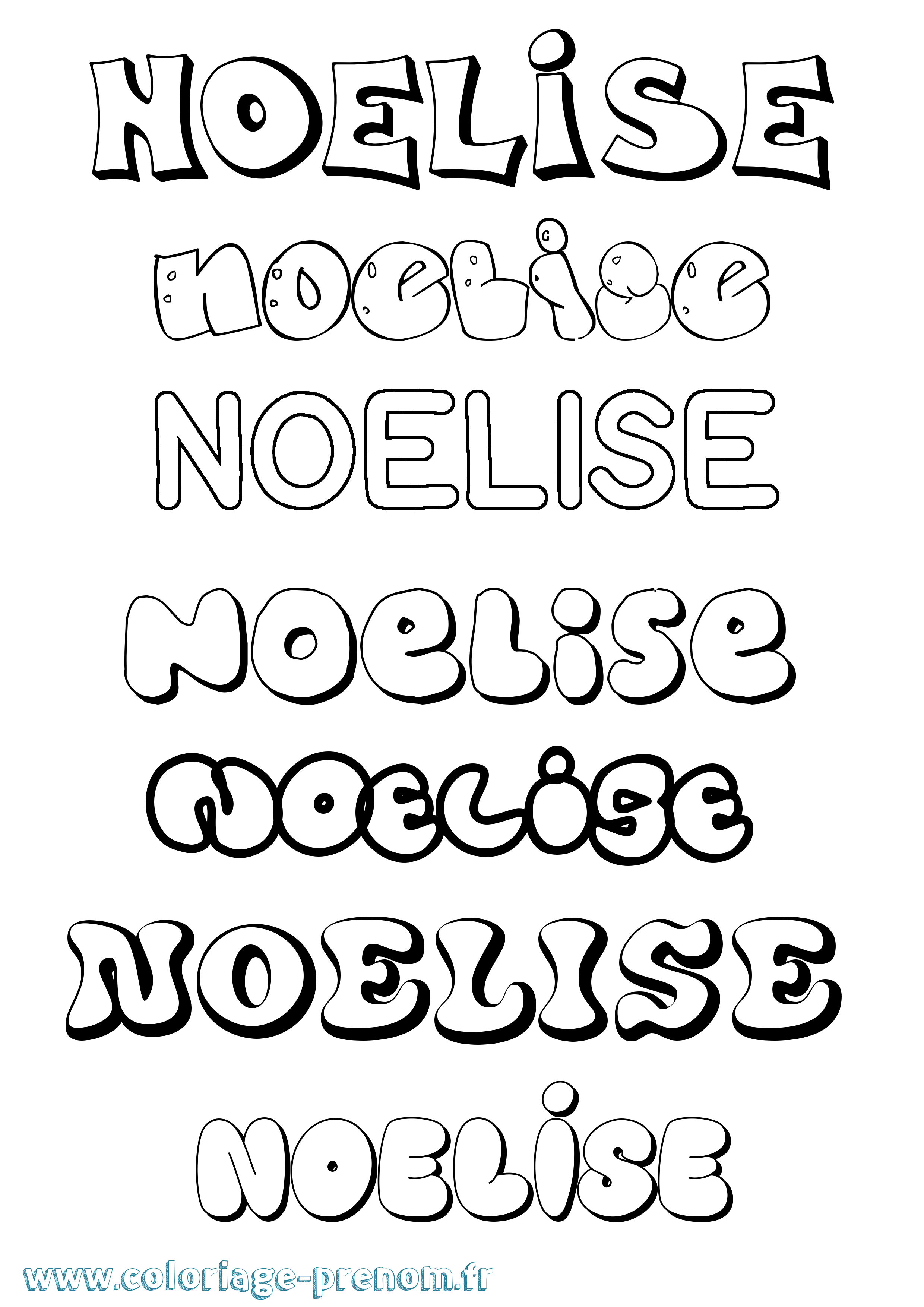 Coloriage Noelise Bubble Coloriage prénom Noelise Bubble