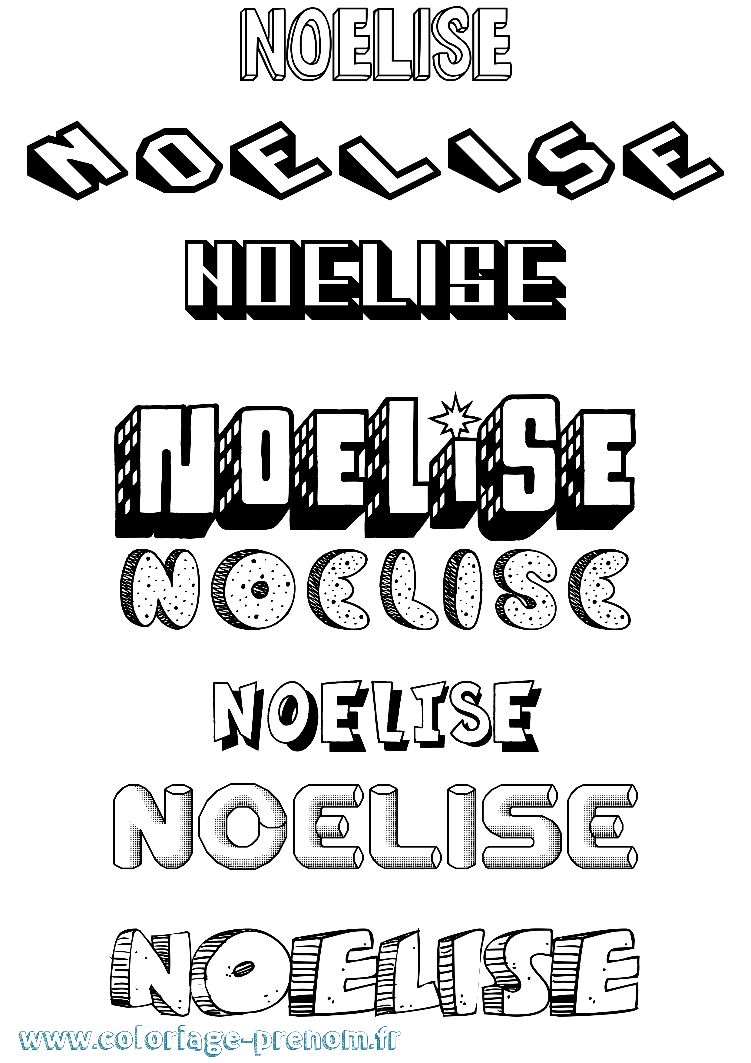 Coloriage Noelise Effet 3D Coloriage prénom Noelise Effet 3D