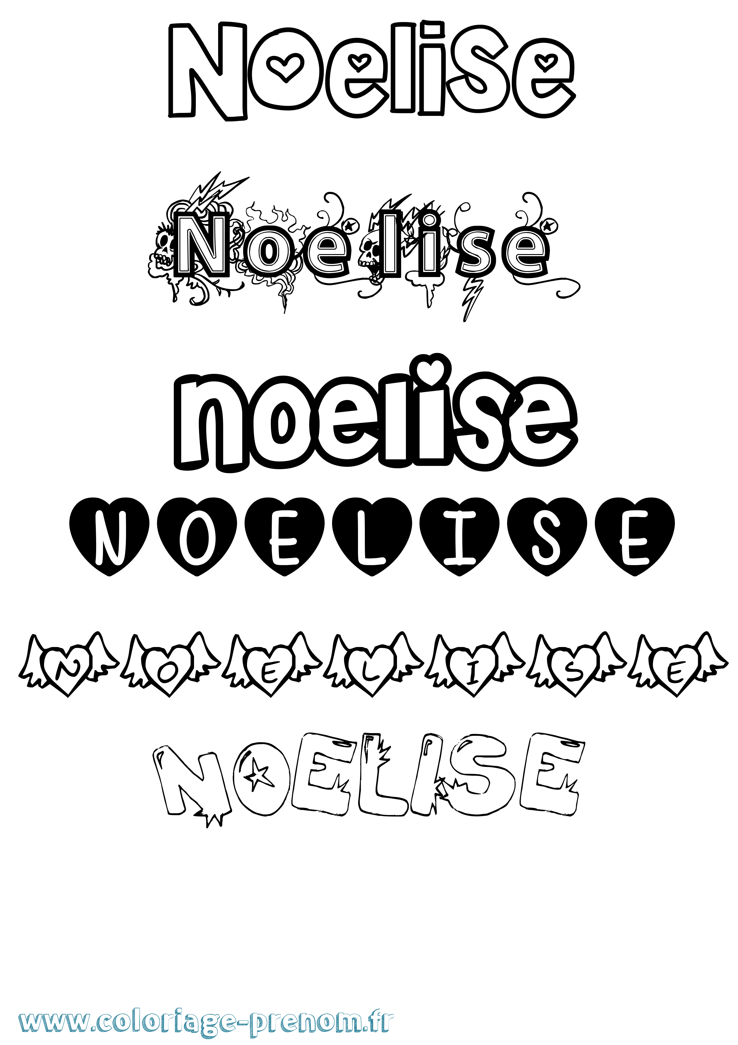 Coloriage Noelise Girly Coloriage prénom Noelise Girly