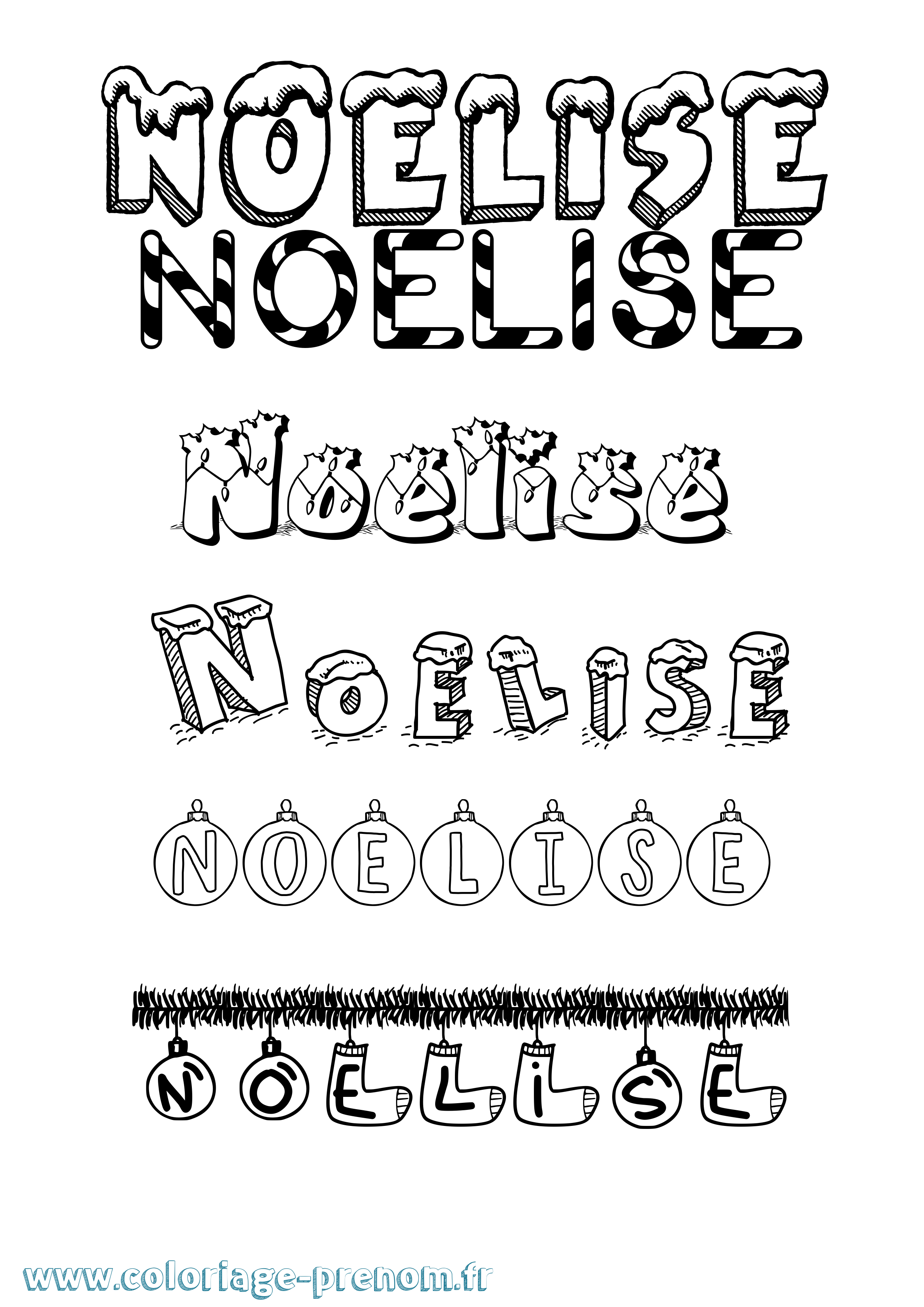 Coloriage Noelise Noël Coloriage prénom Noelise Noël