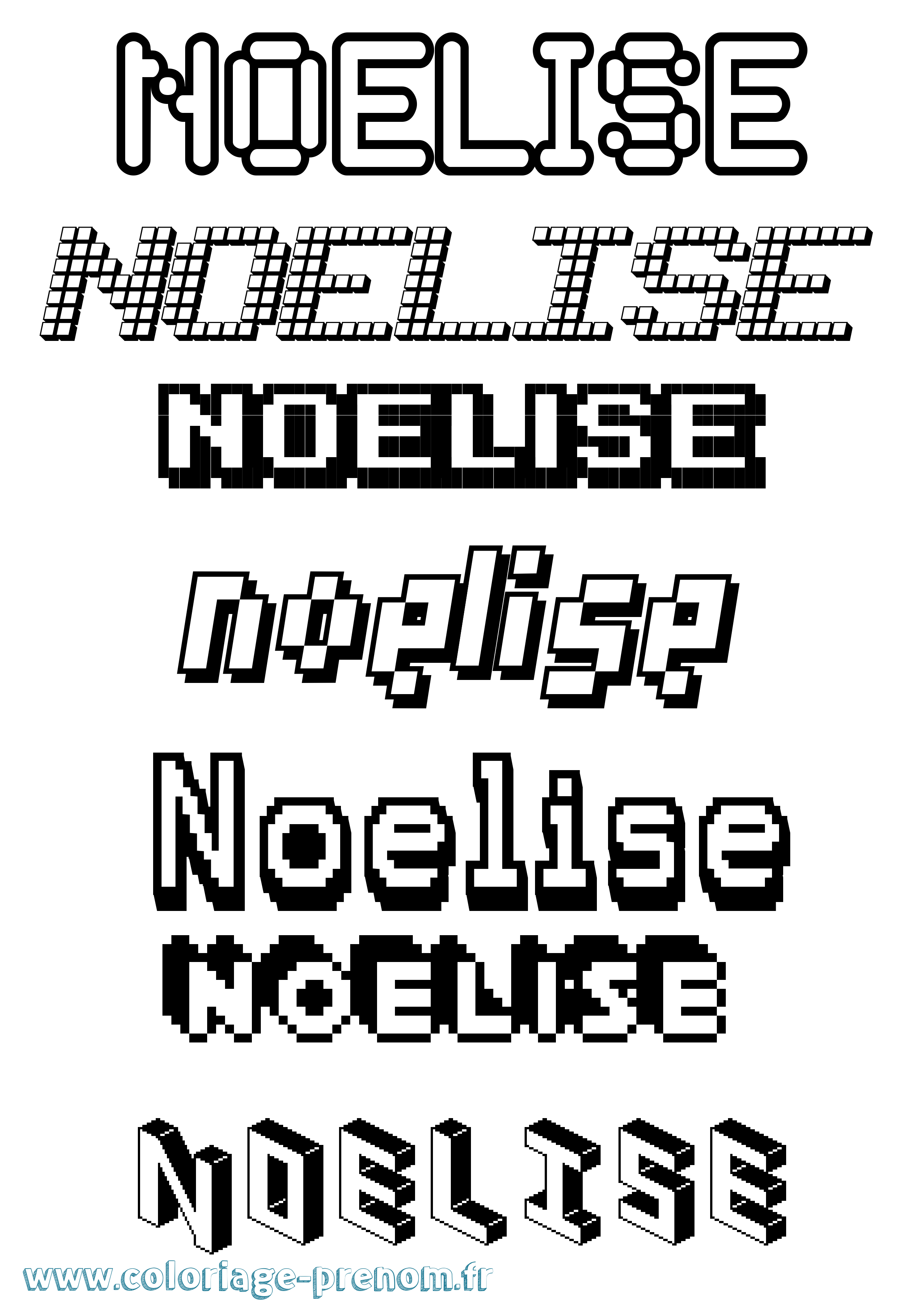 Coloriage Noelise Pixel Coloriage prénom Noelise Pixel