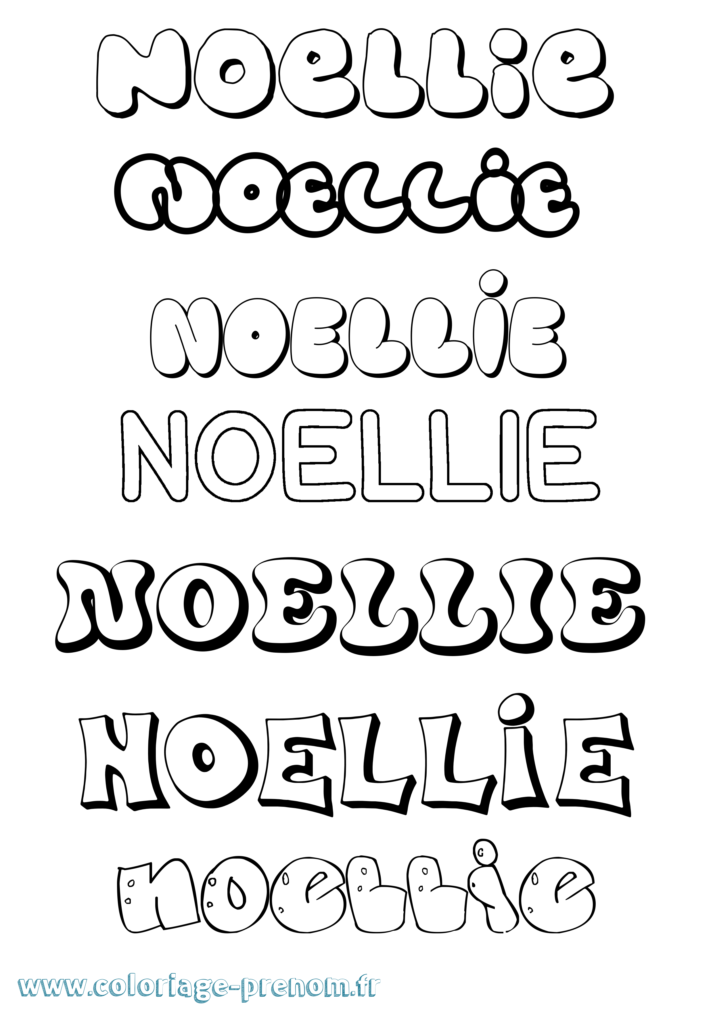 Coloriage Noellie Bubble Coloriage prénom Noellie Bubble