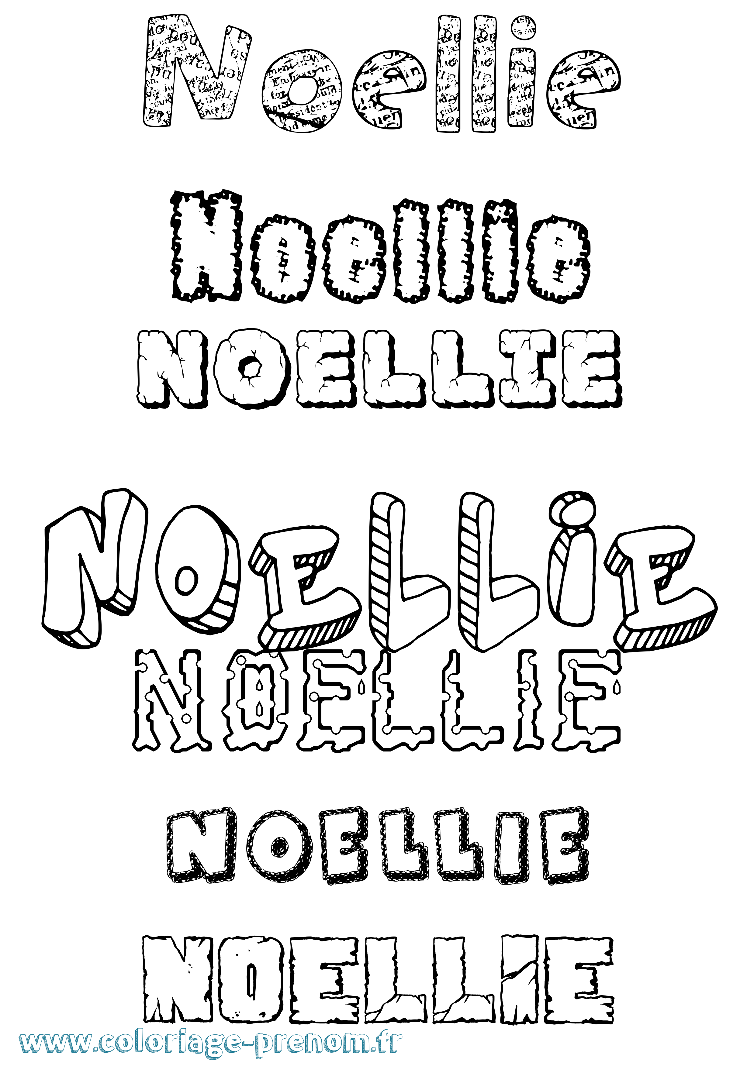 Coloriage Noellie Destructuré Coloriage prénom Noellie Destructuré