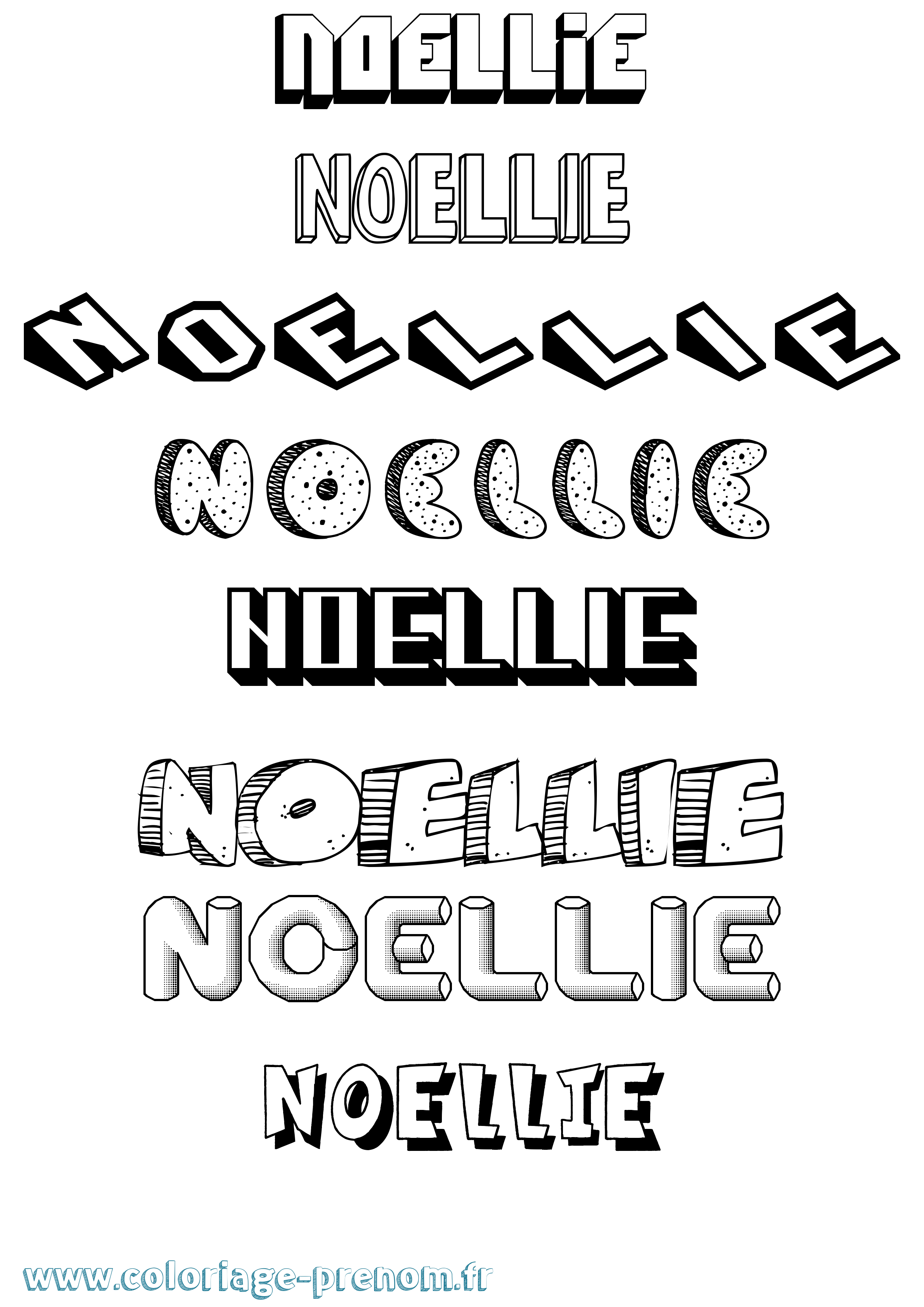 Coloriage Noellie Effet 3D Coloriage prénom Noellie Effet 3D