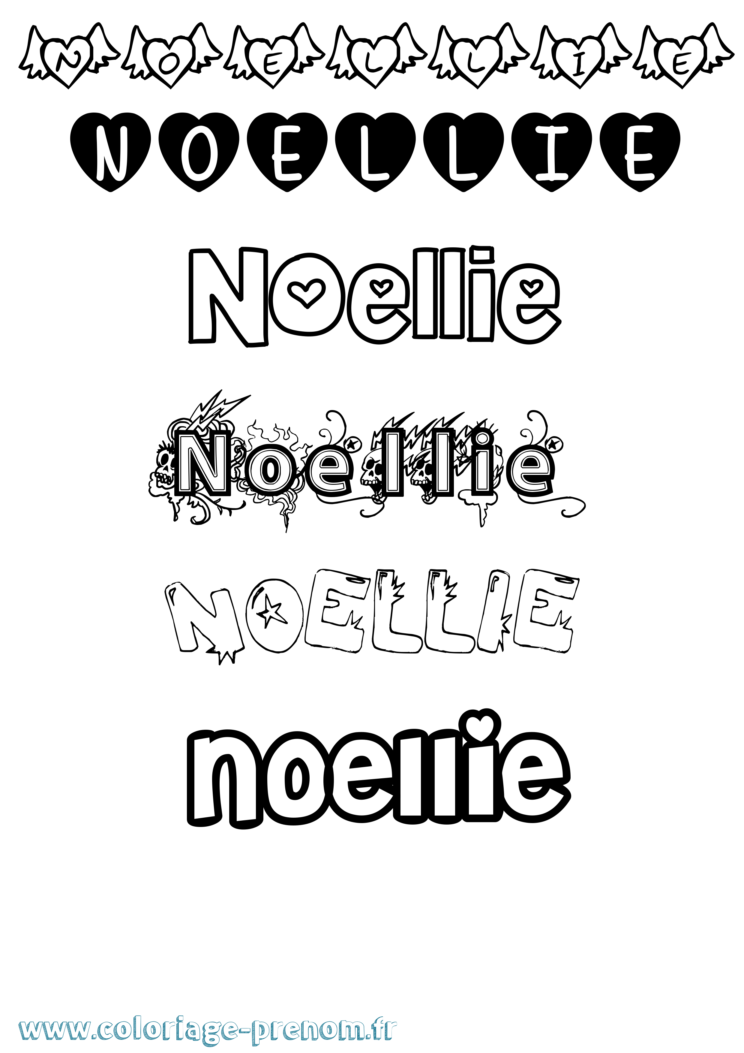 Coloriage Noellie Girly Coloriage prénom Noellie Girly