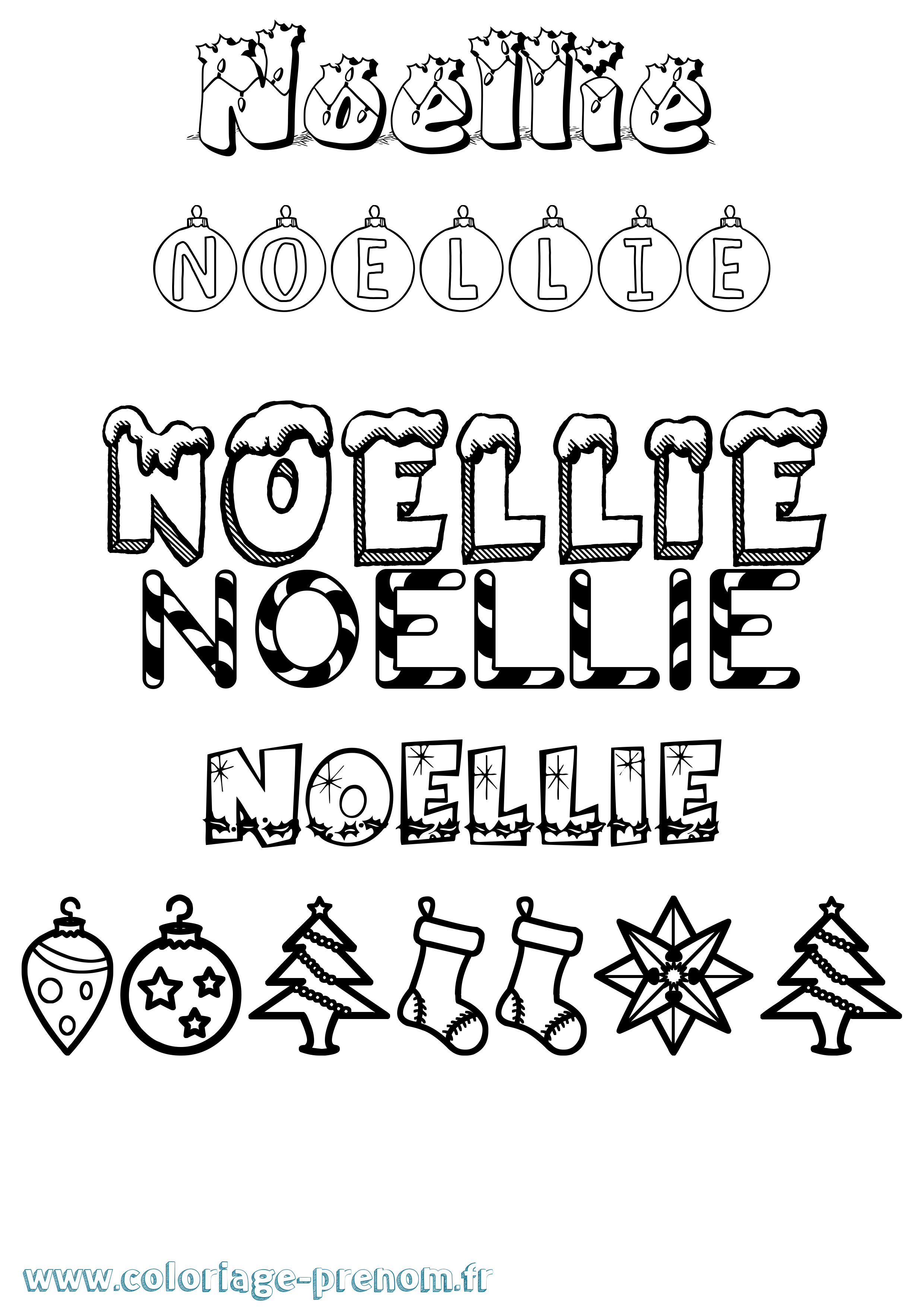 Coloriage Noellie Noël Coloriage prénom Noellie Noël