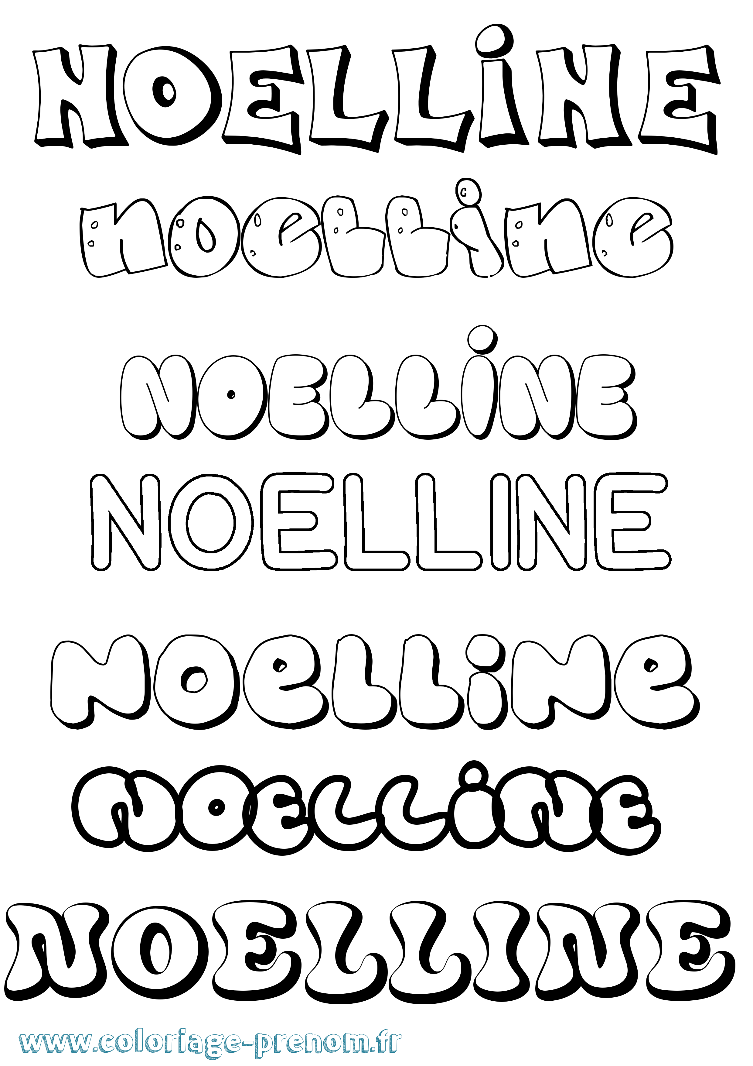 Coloriage Noelline Bubble Coloriage prénom Noelline Bubble