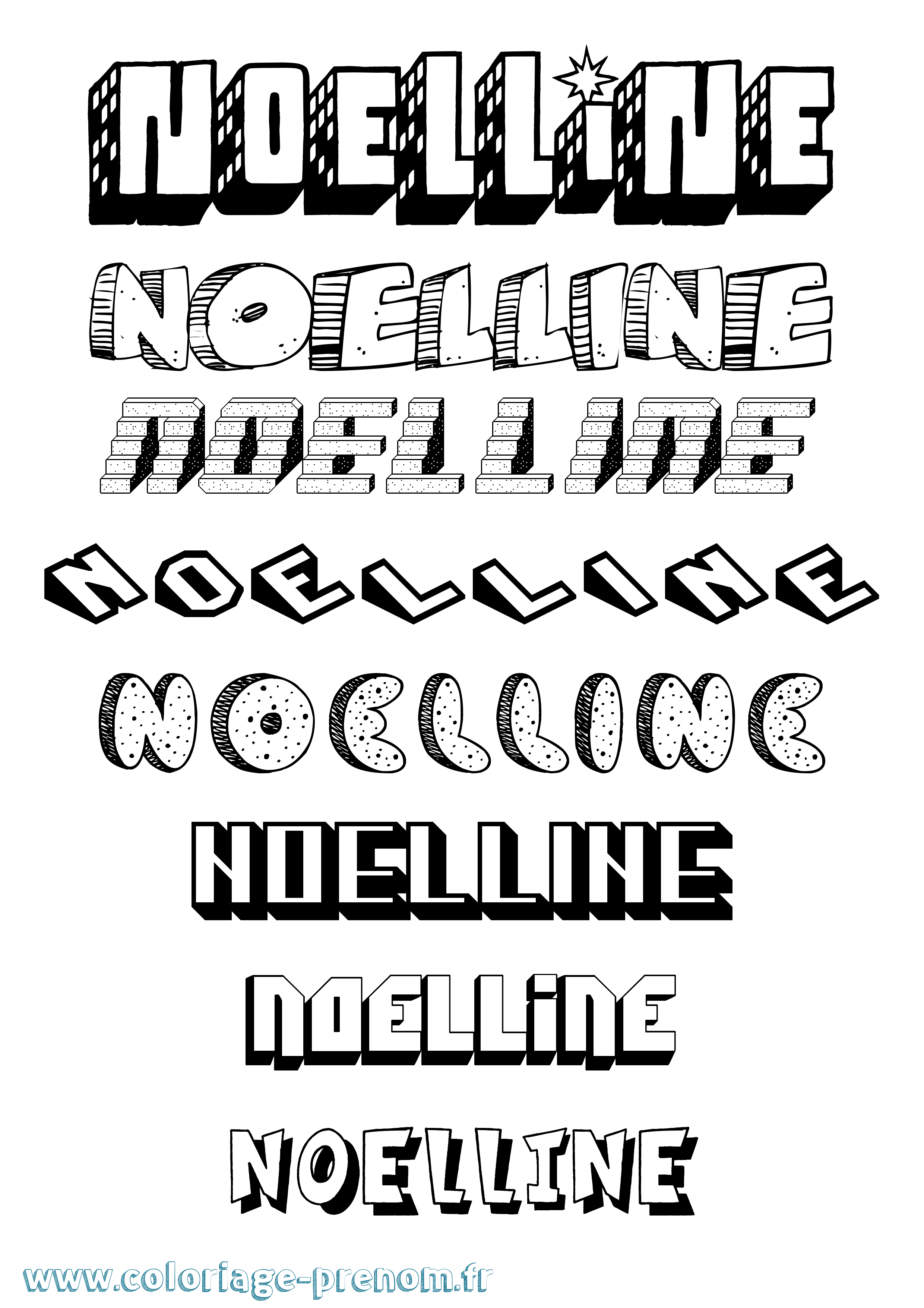 Coloriage Noelline Effet 3D Coloriage prénom Noelline Effet 3D