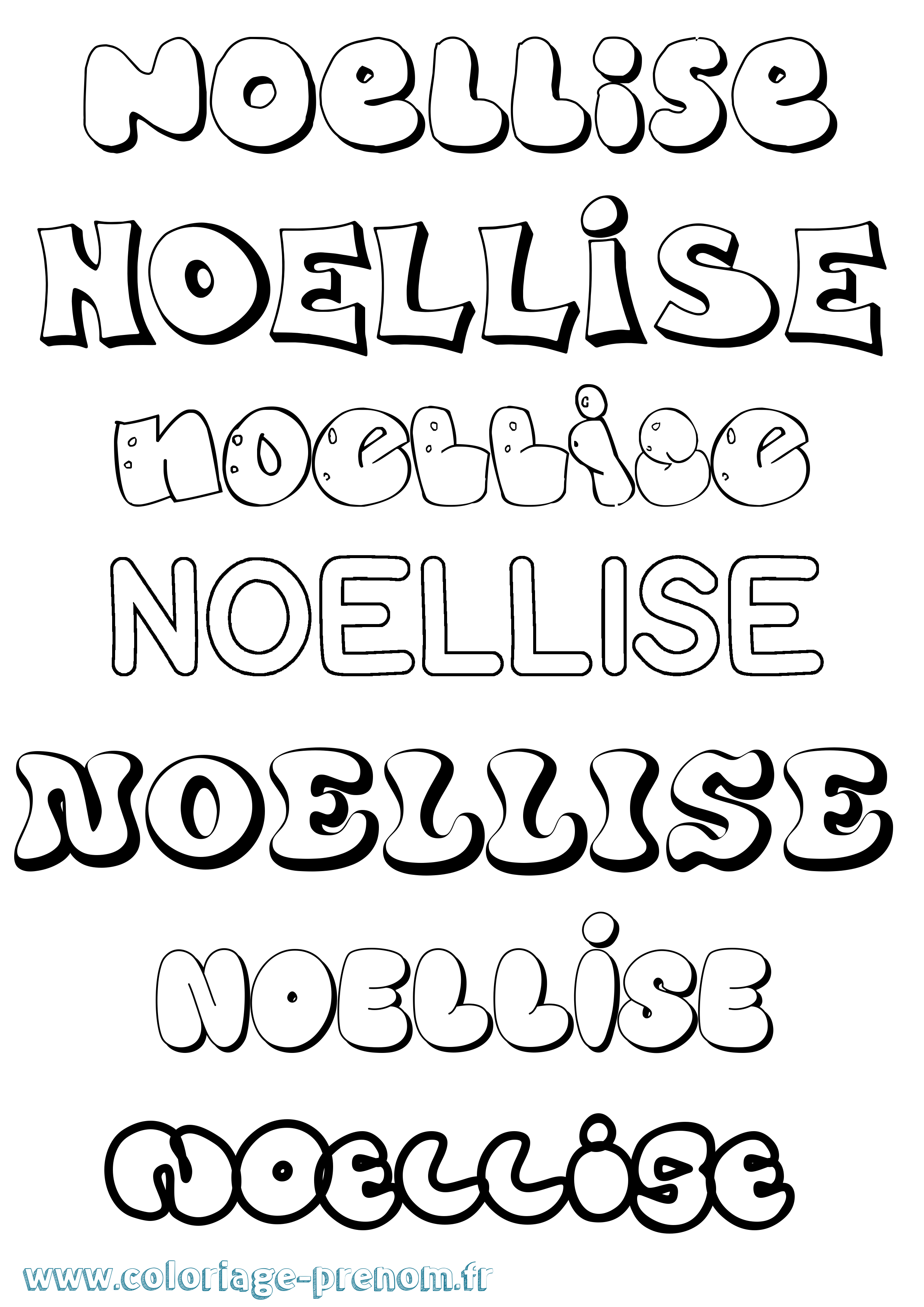 Coloriage Noellise Bubble Coloriage prénom Noellise Bubble