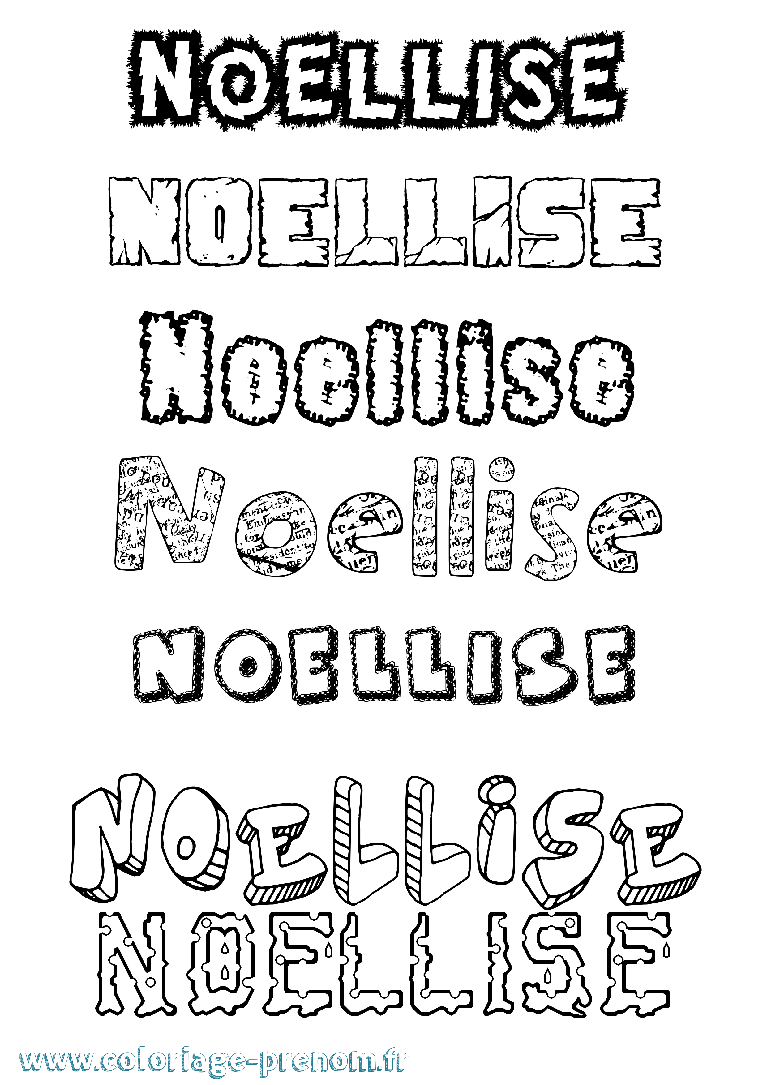 Coloriage Noellise Destructuré Coloriage prénom Noellise Destructuré
