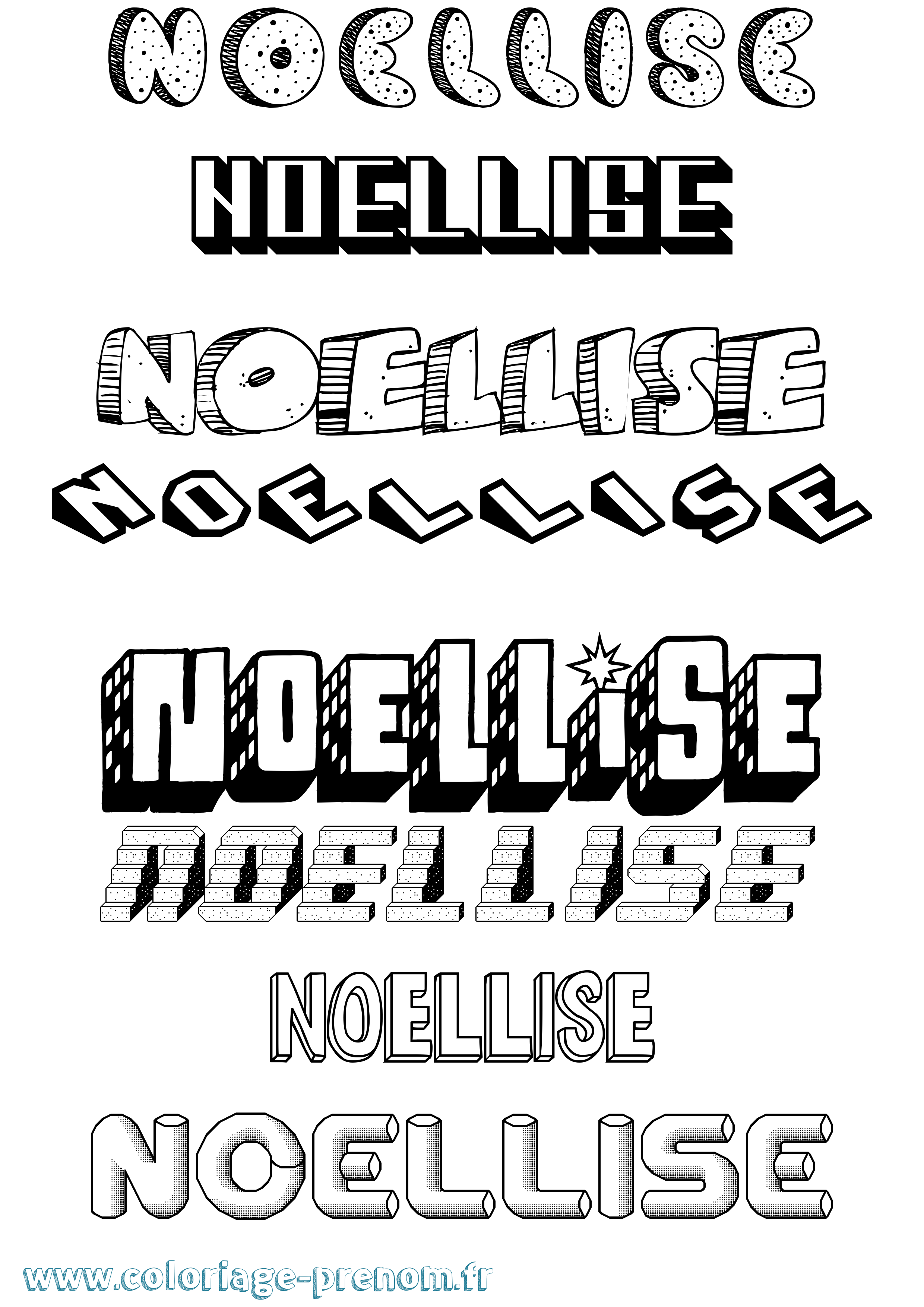 Coloriage Noellise Effet 3D Coloriage prénom Noellise Effet 3D