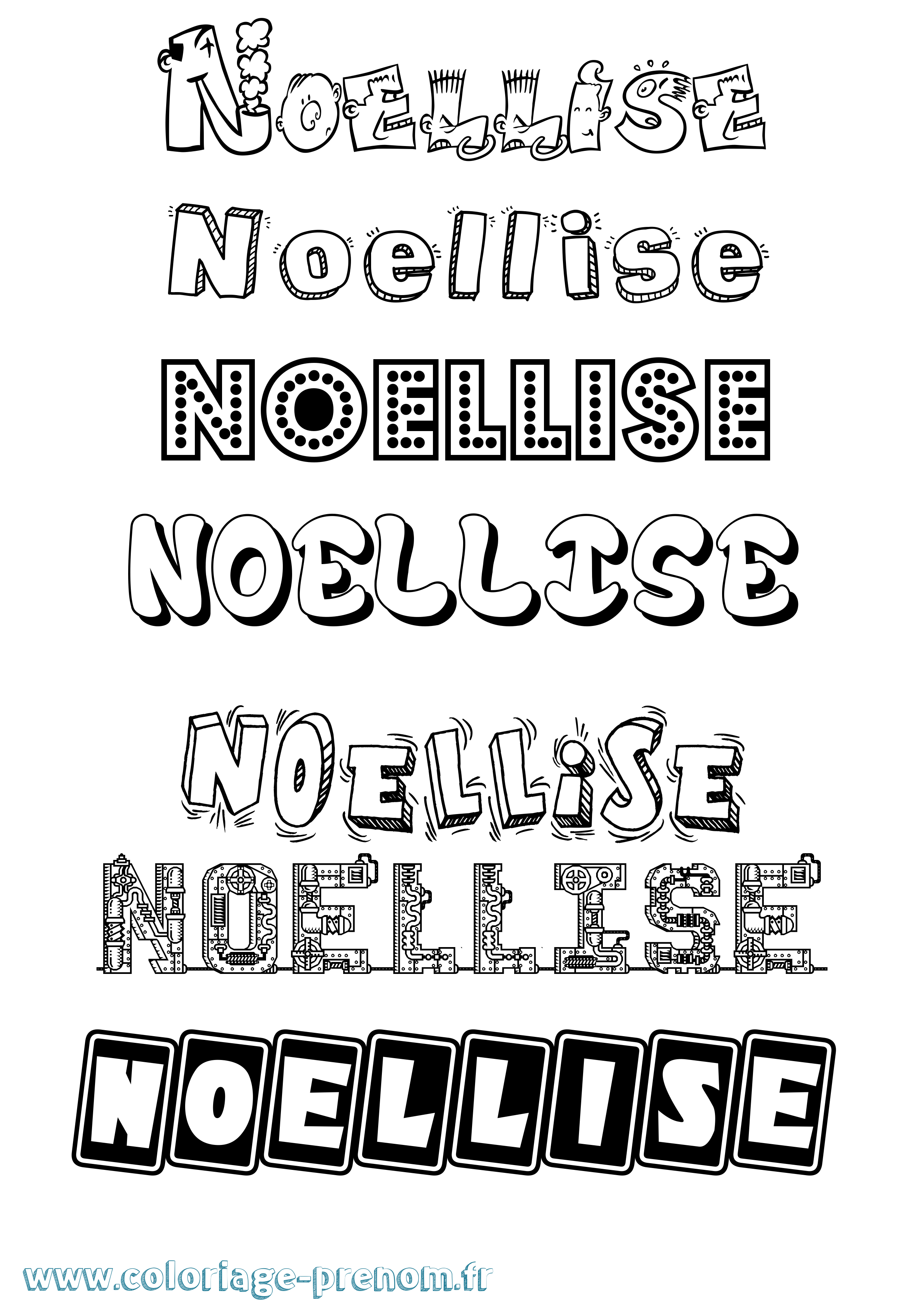 Coloriage Noellise Fun Coloriage prénom Noellise Fun