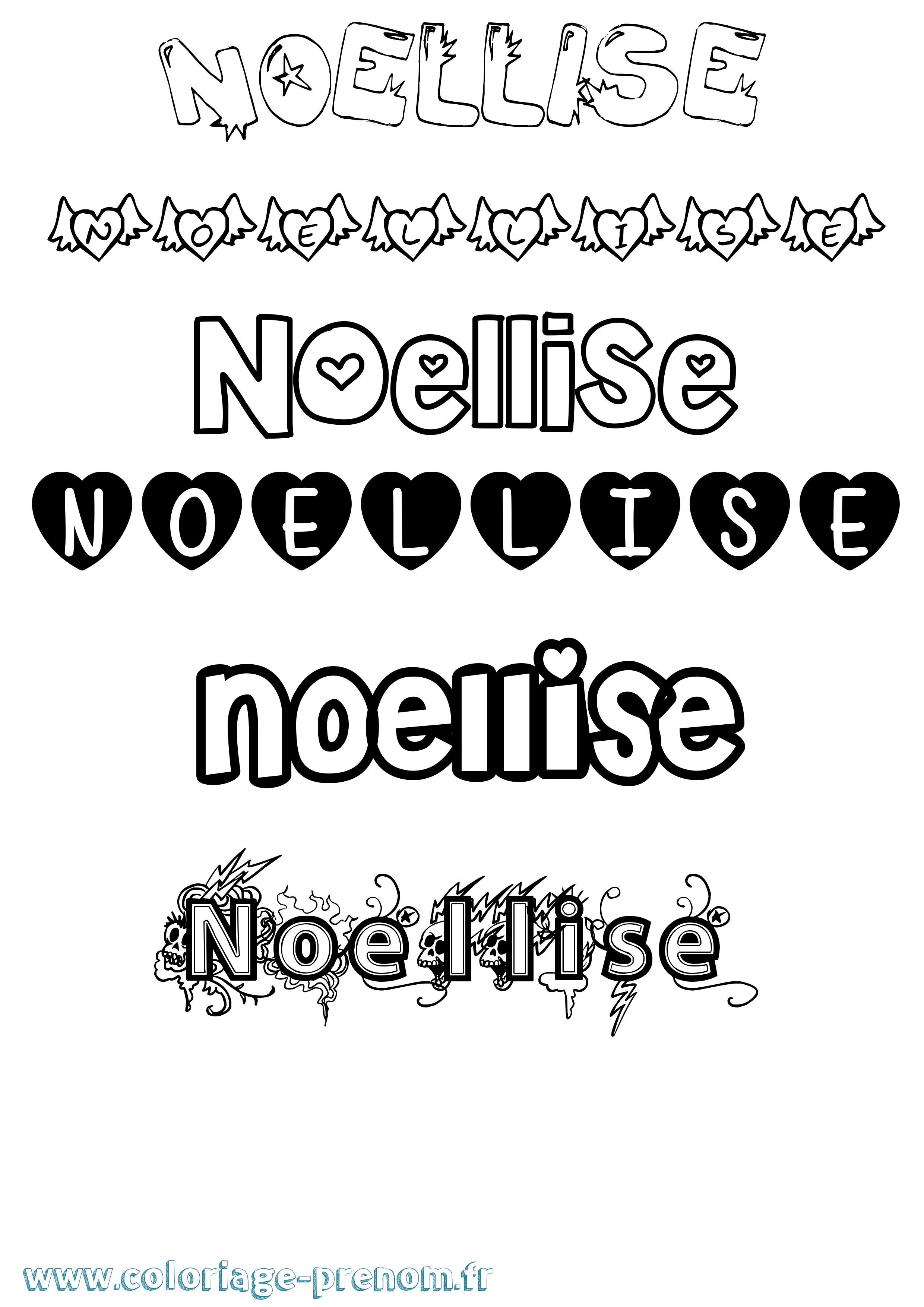 Coloriage Noellise Girly Coloriage prénom Noellise Girly