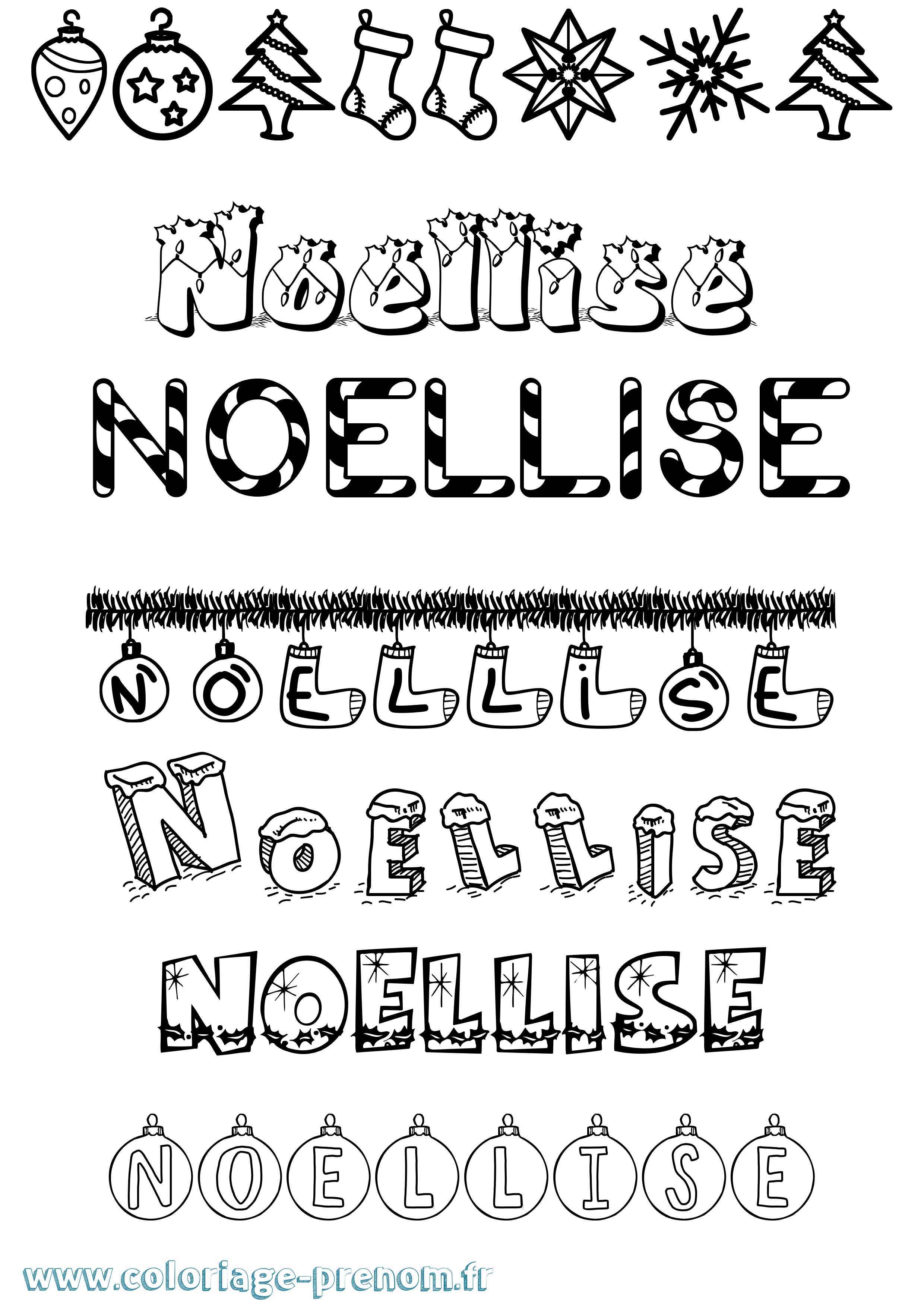 Coloriage Noellise Noël Coloriage prénom Noellise Noël