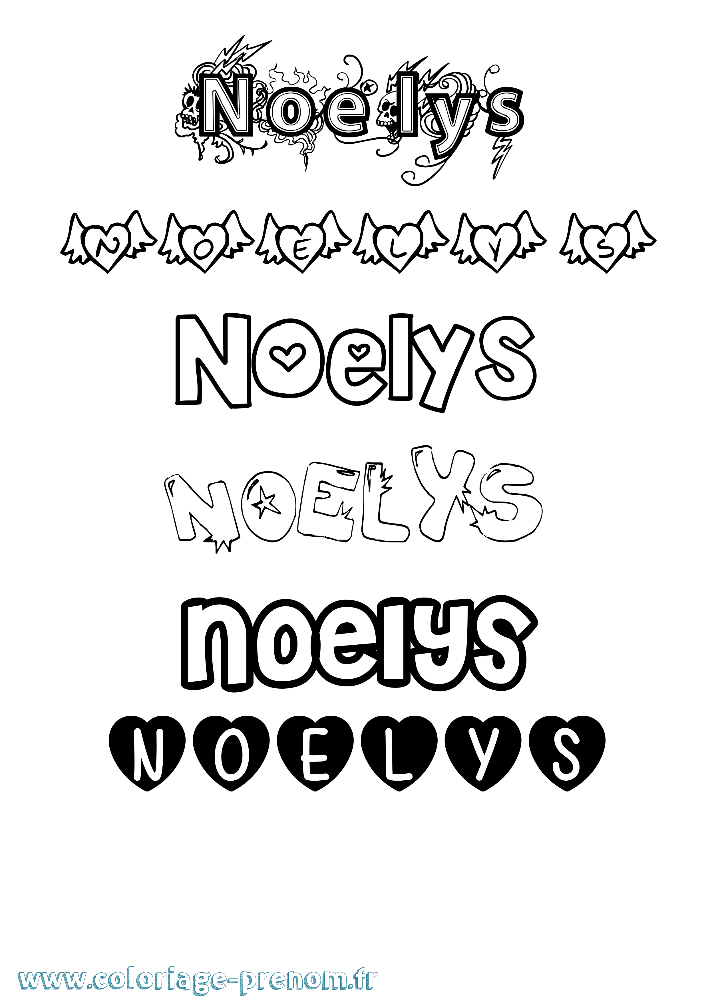 Coloriage Noelys Girly Coloriage prénom Noelys Girly