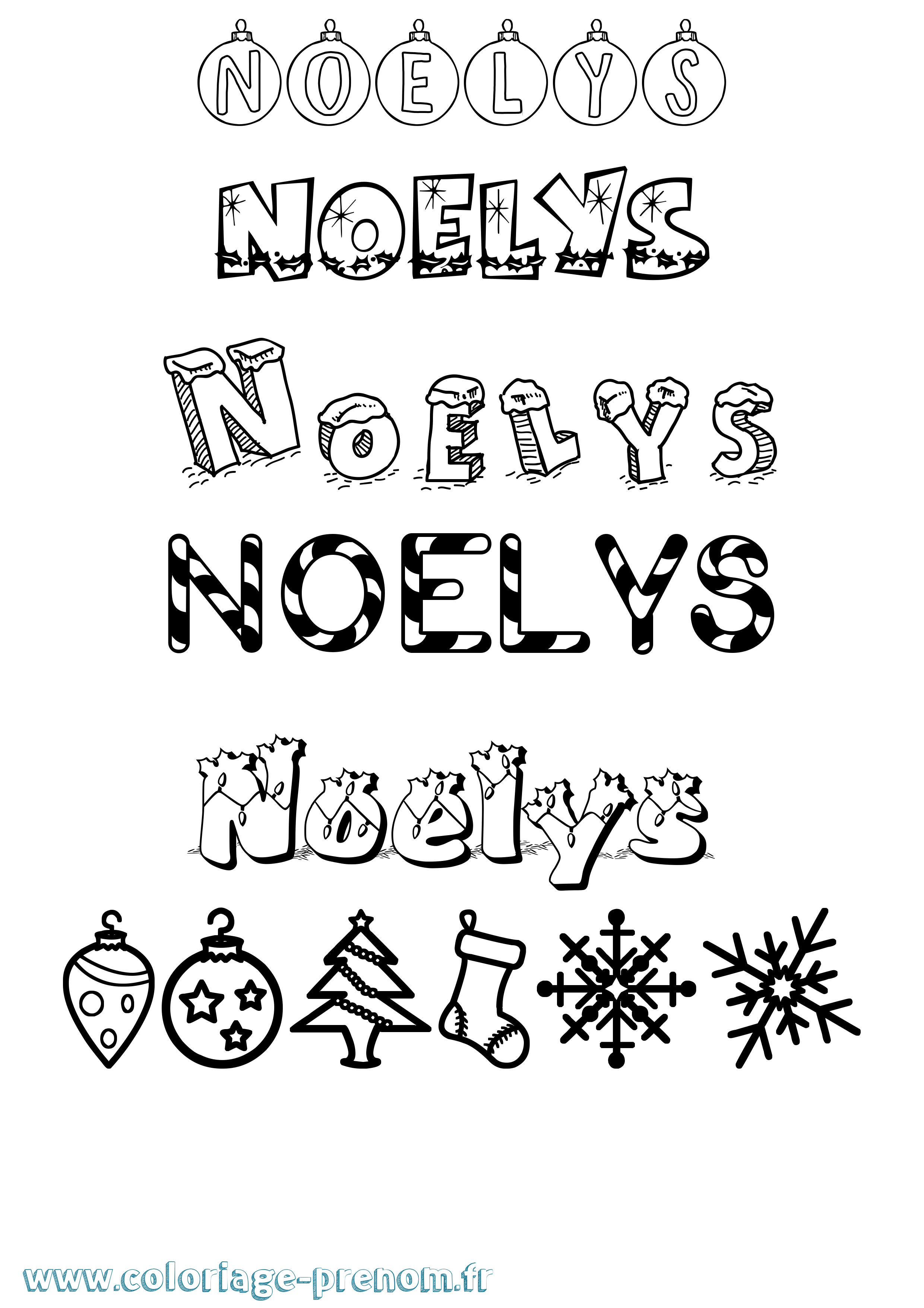 Coloriage Noelys Noël Coloriage prénom Noelys Noël