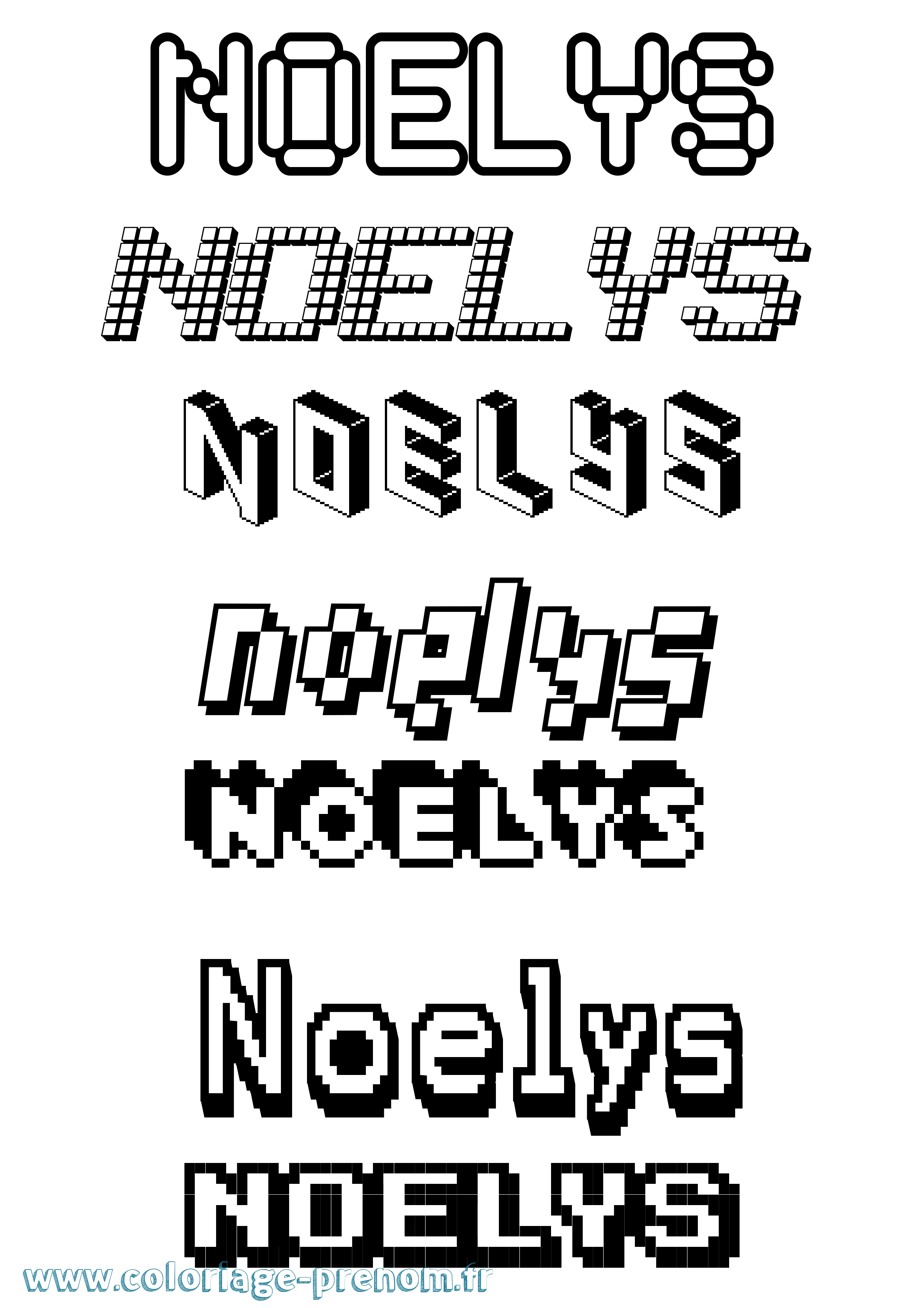 Coloriage Noelys Pixel Coloriage prénom Noelys Pixel