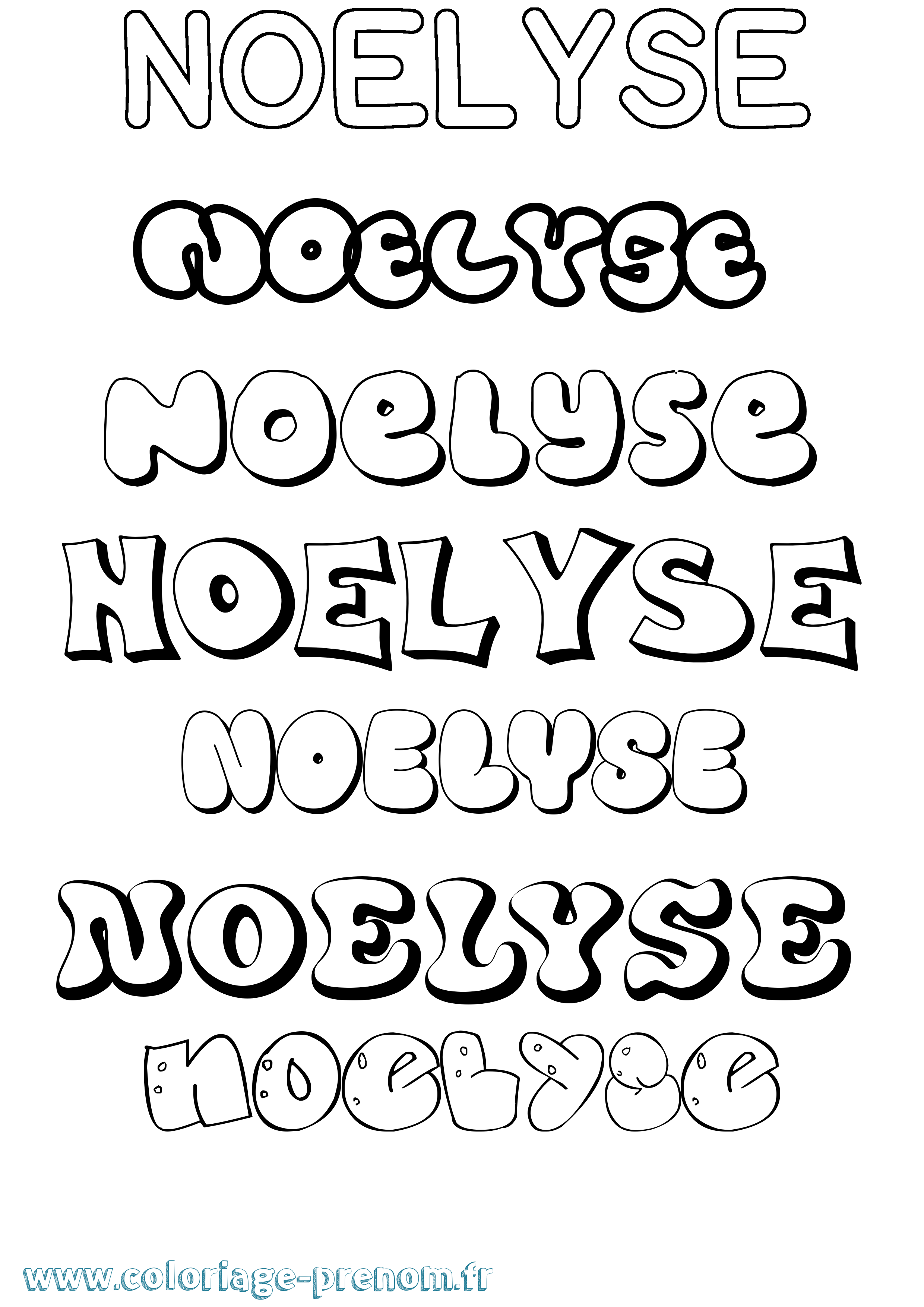 Coloriage Noelyse Bubble Coloriage prénom Noelyse Bubble