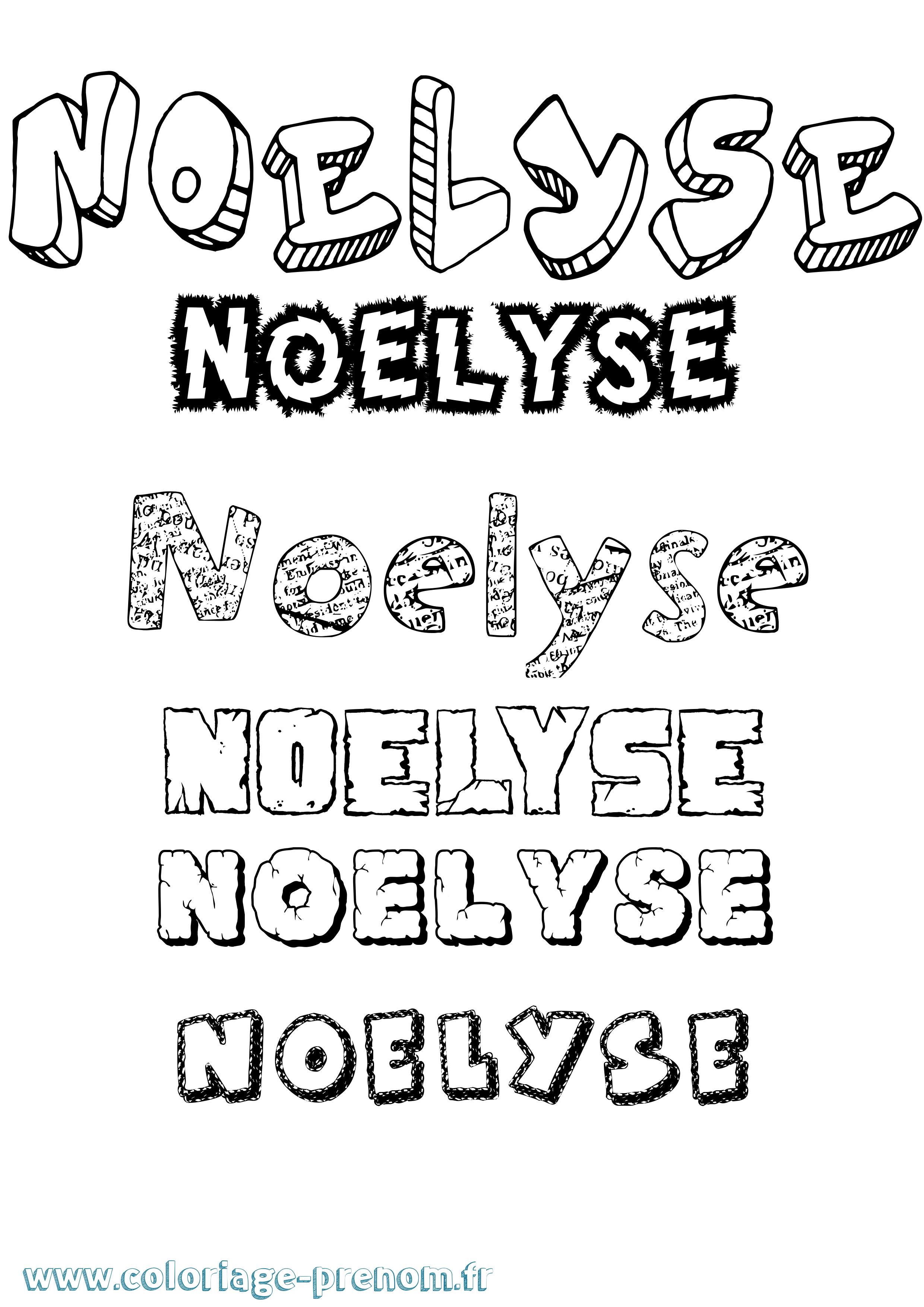 Coloriage Noelyse Destructuré Coloriage prénom Noelyse Destructuré
