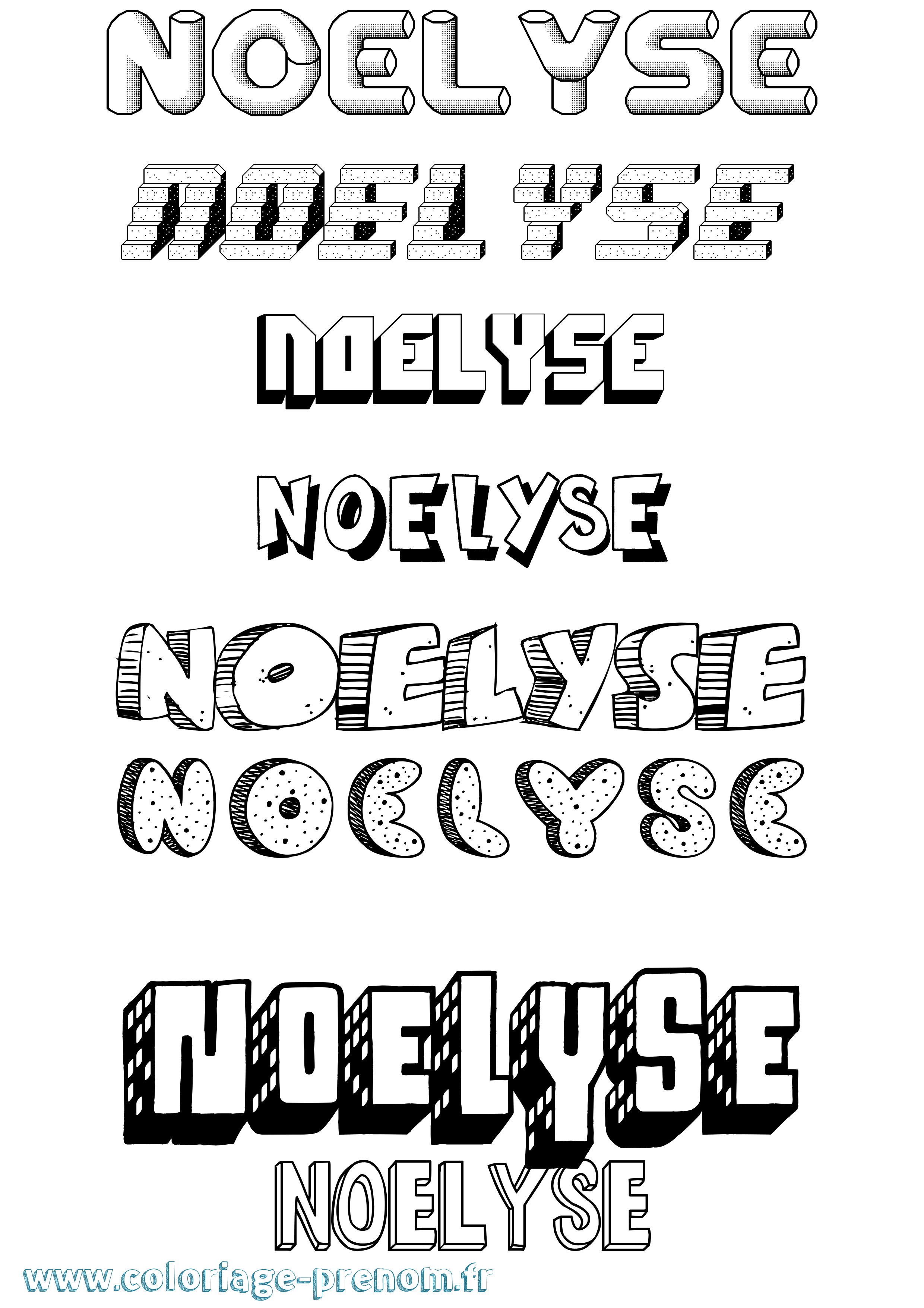 Coloriage Noelyse Effet 3D Coloriage prénom Noelyse Effet 3D