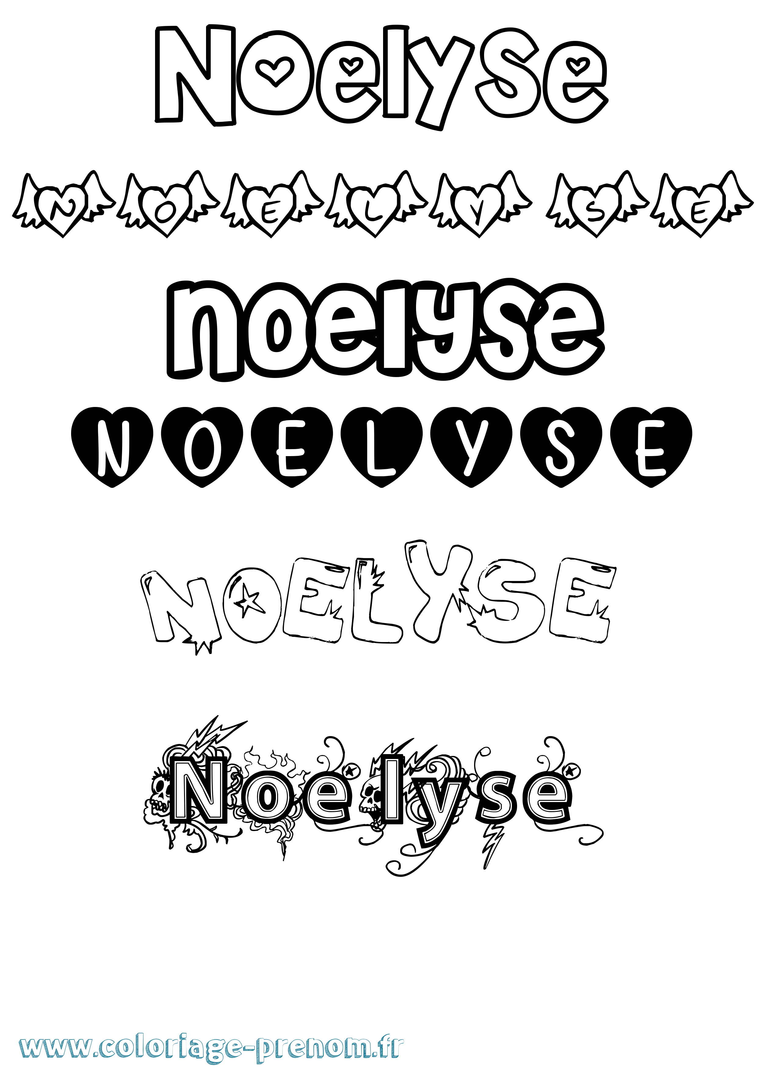Coloriage Noelyse Girly Coloriage prénom Noelyse Girly