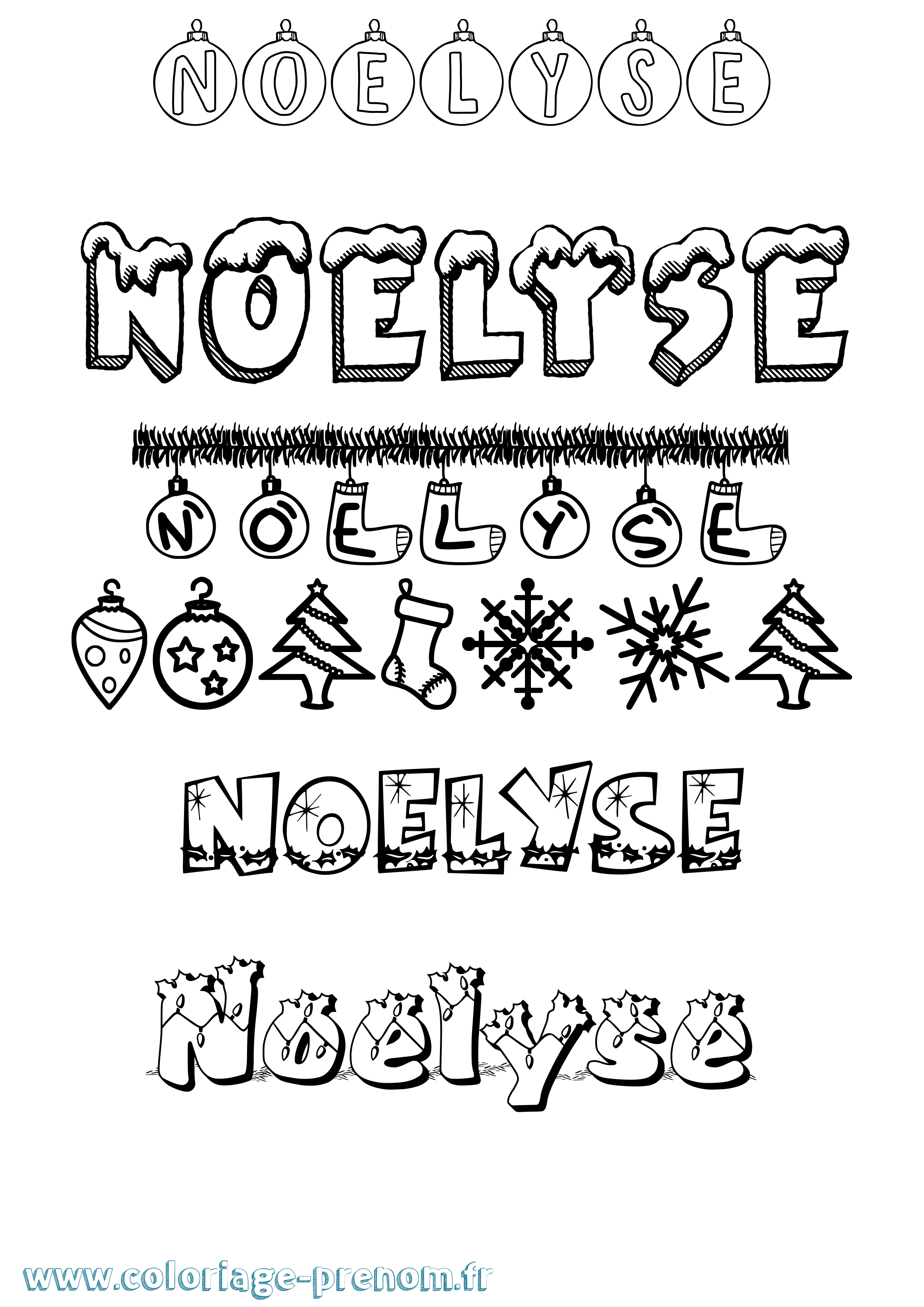 Coloriage Noelyse Noël Coloriage prénom Noelyse Noël
