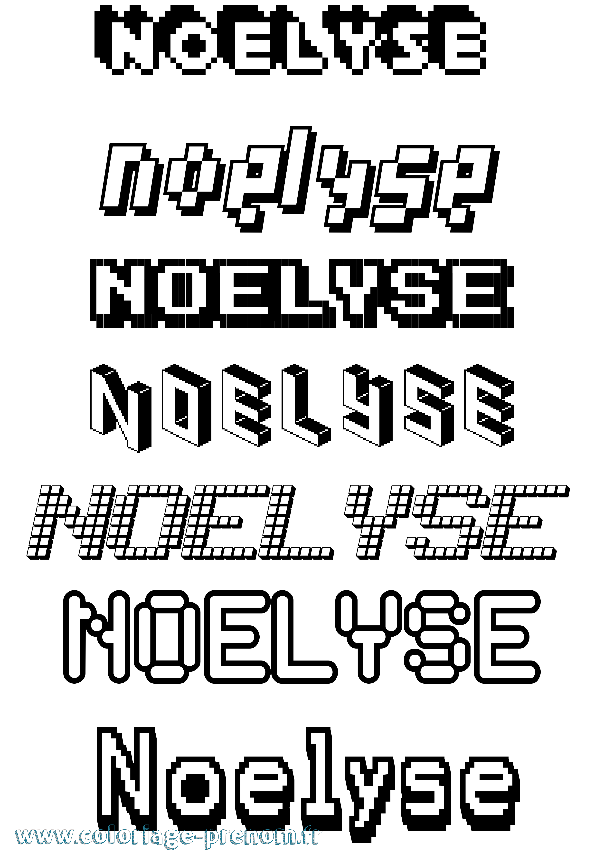 Coloriage Noelyse Pixel Coloriage prénom Noelyse Pixel