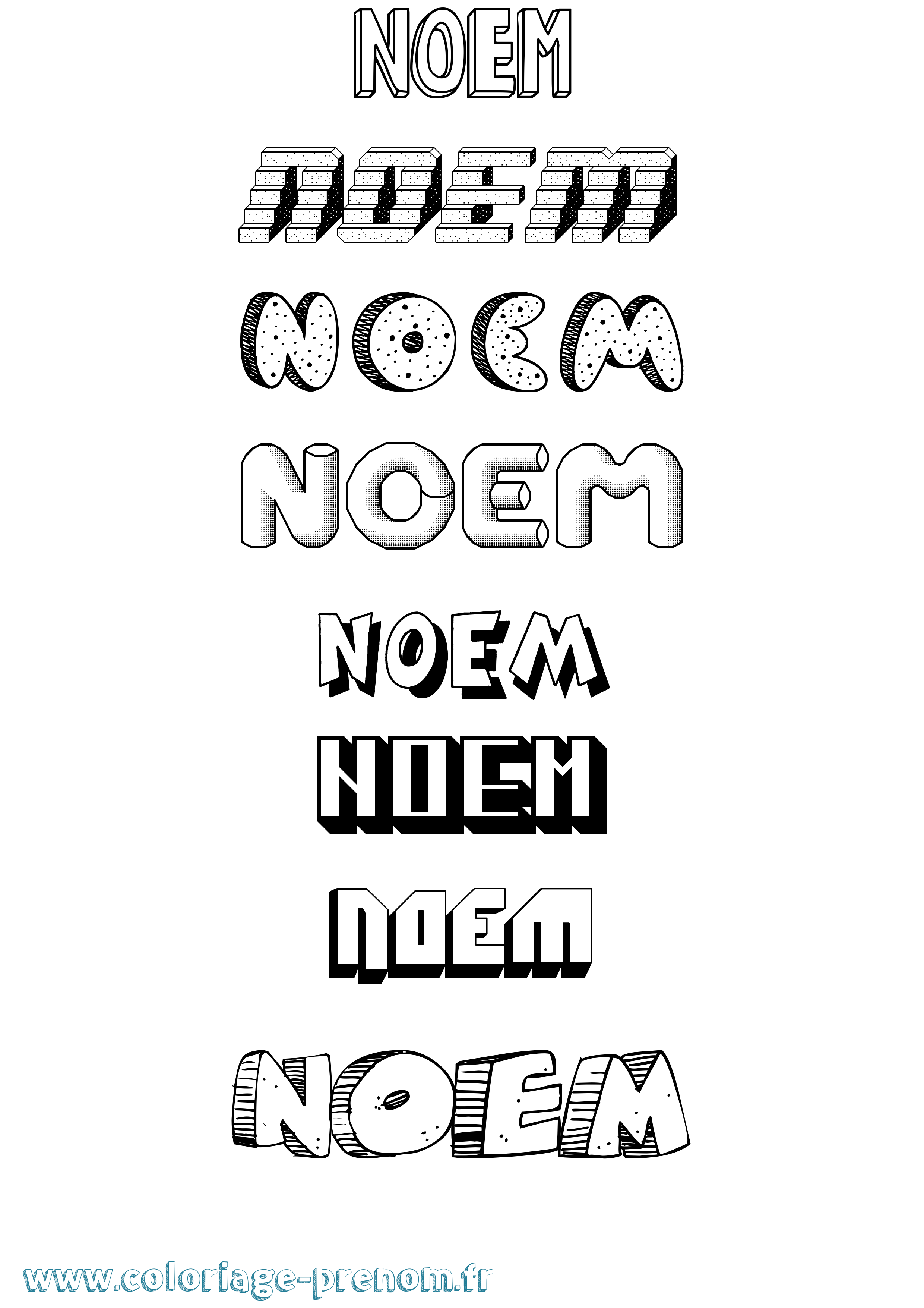 Coloriage Noem Effet 3D Coloriage prénom Noem Effet 3D