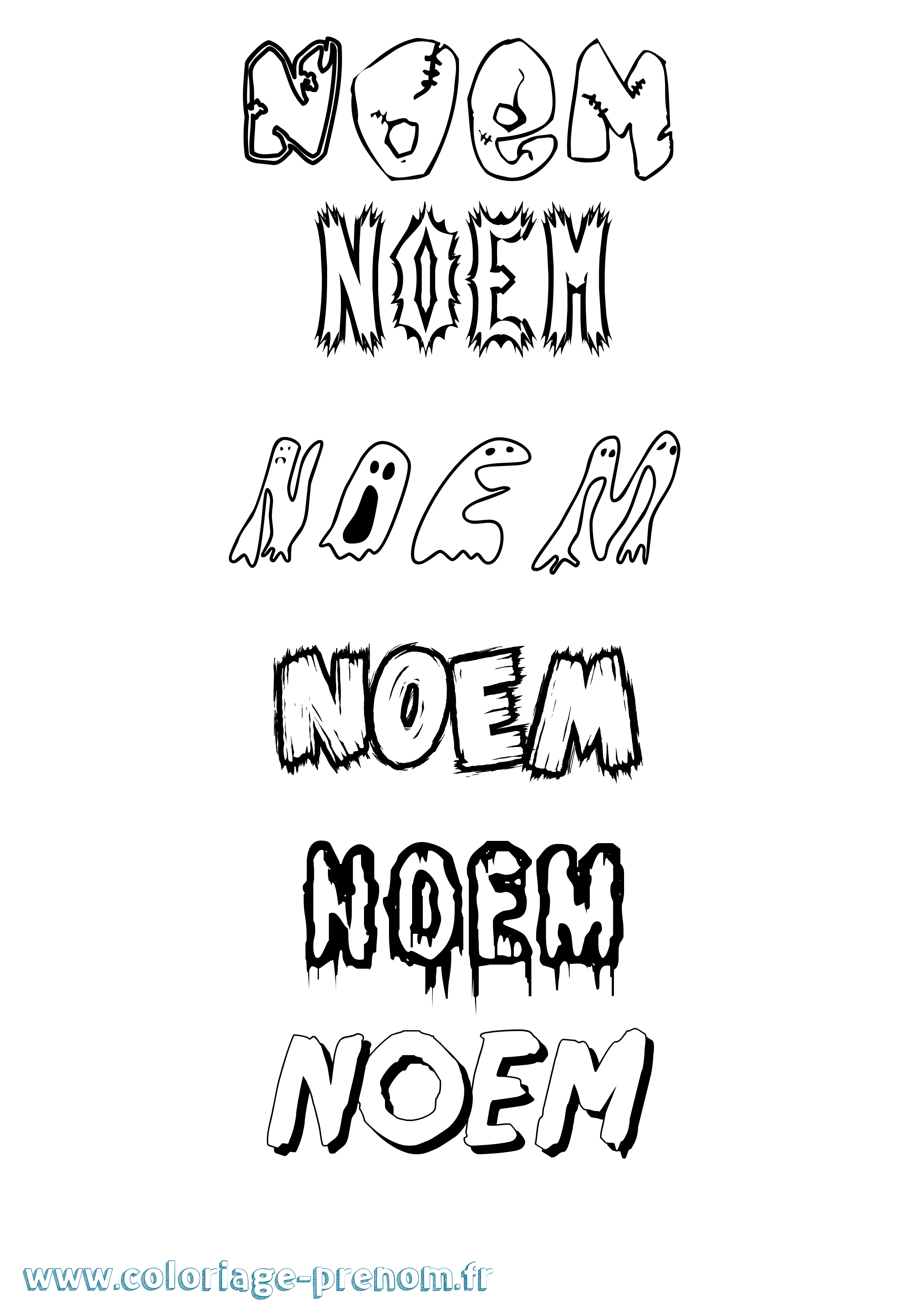 Coloriage Noem Frisson Coloriage prénom Noem Frisson