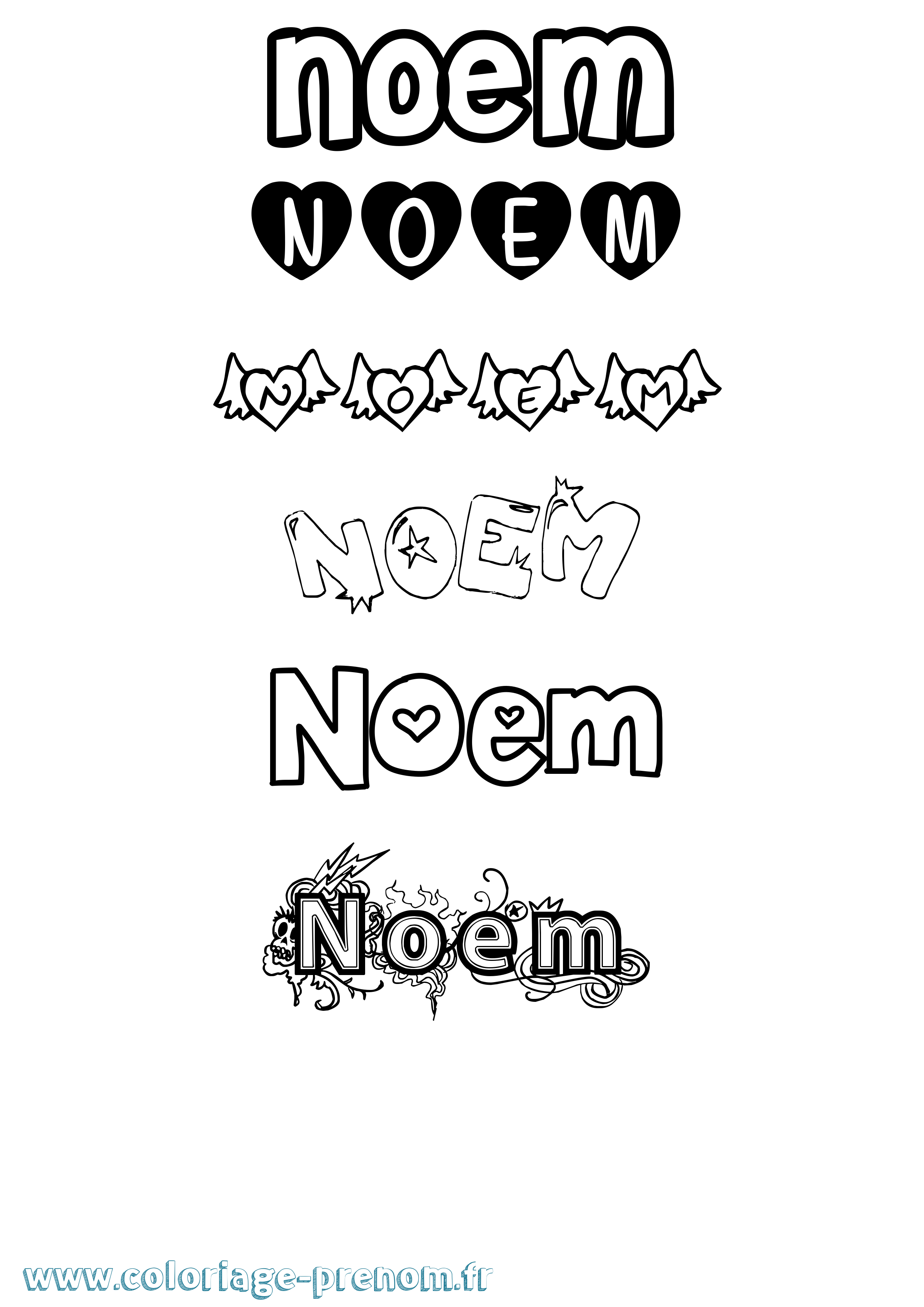 Coloriage Noem Girly Coloriage prénom Noem Girly