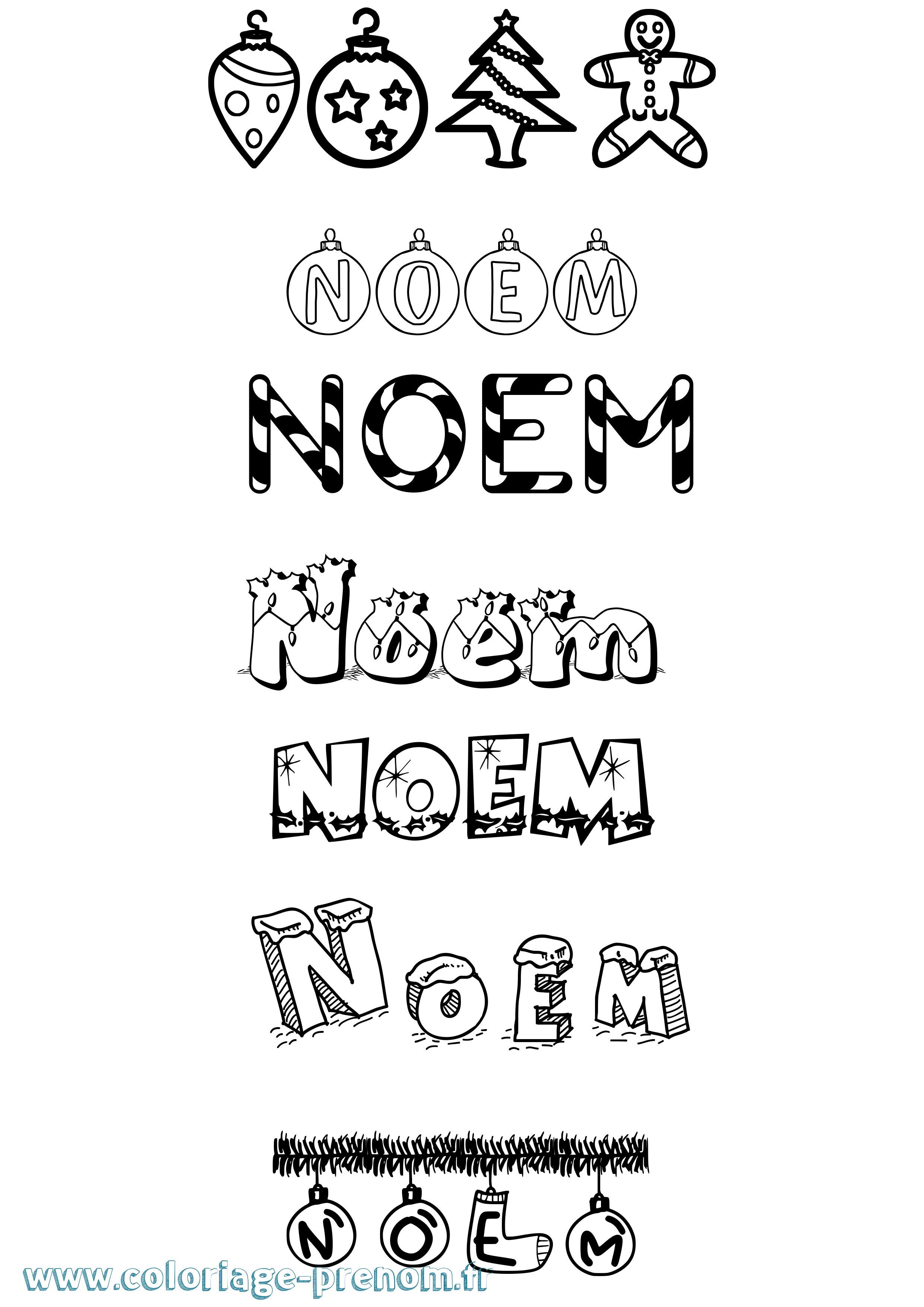 Coloriage Noem Noël Coloriage prénom Noem Noël