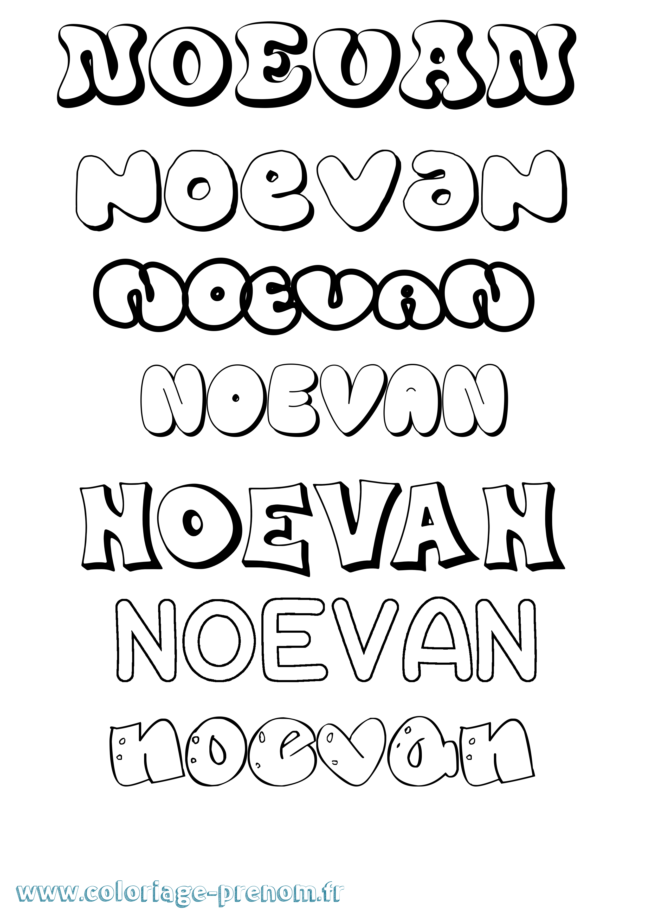 Coloriage Noevan Bubble Coloriage prénom Noevan Bubble