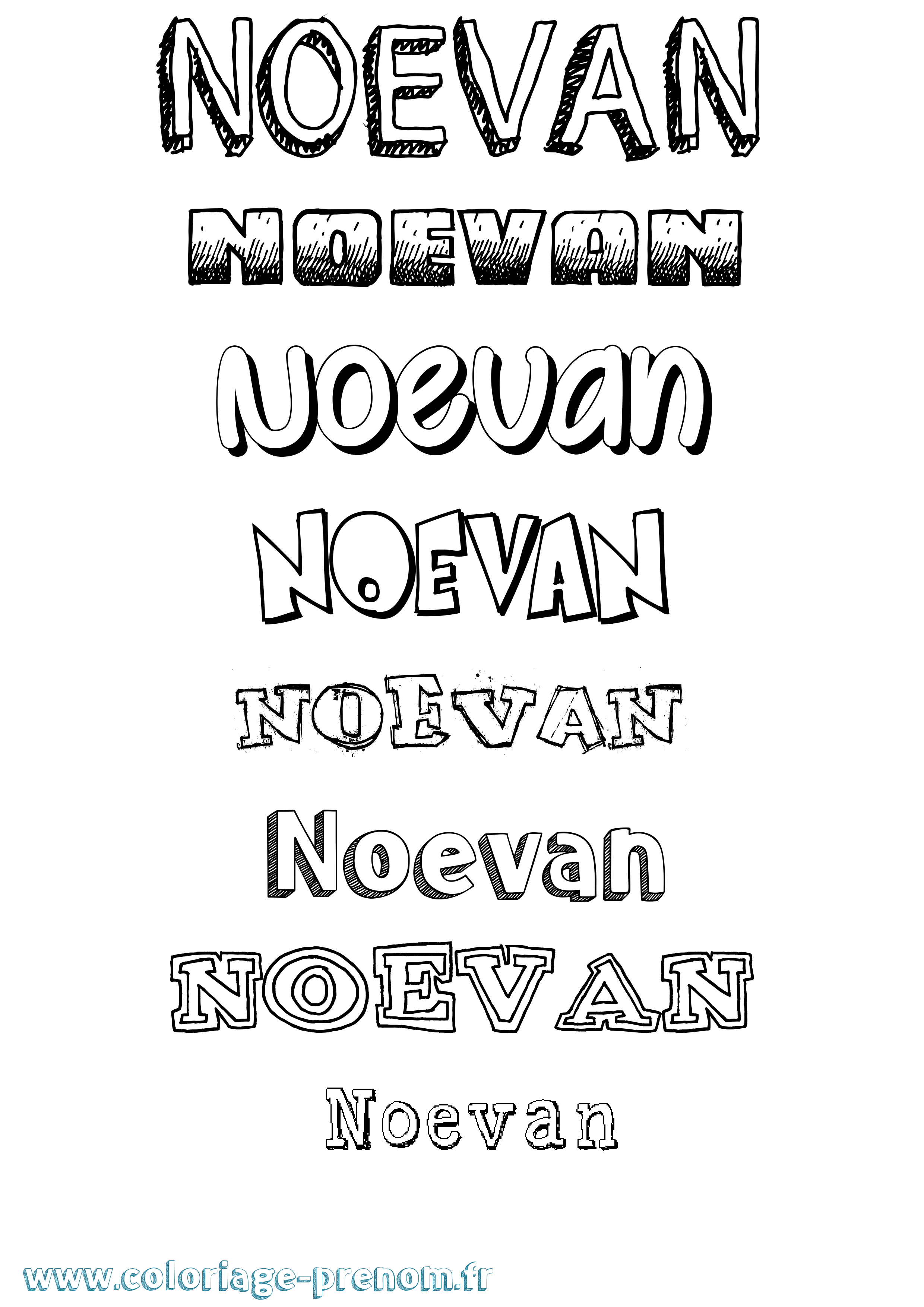 Coloriage Noevan Dessiné Coloriage prénom Noevan Dessiné