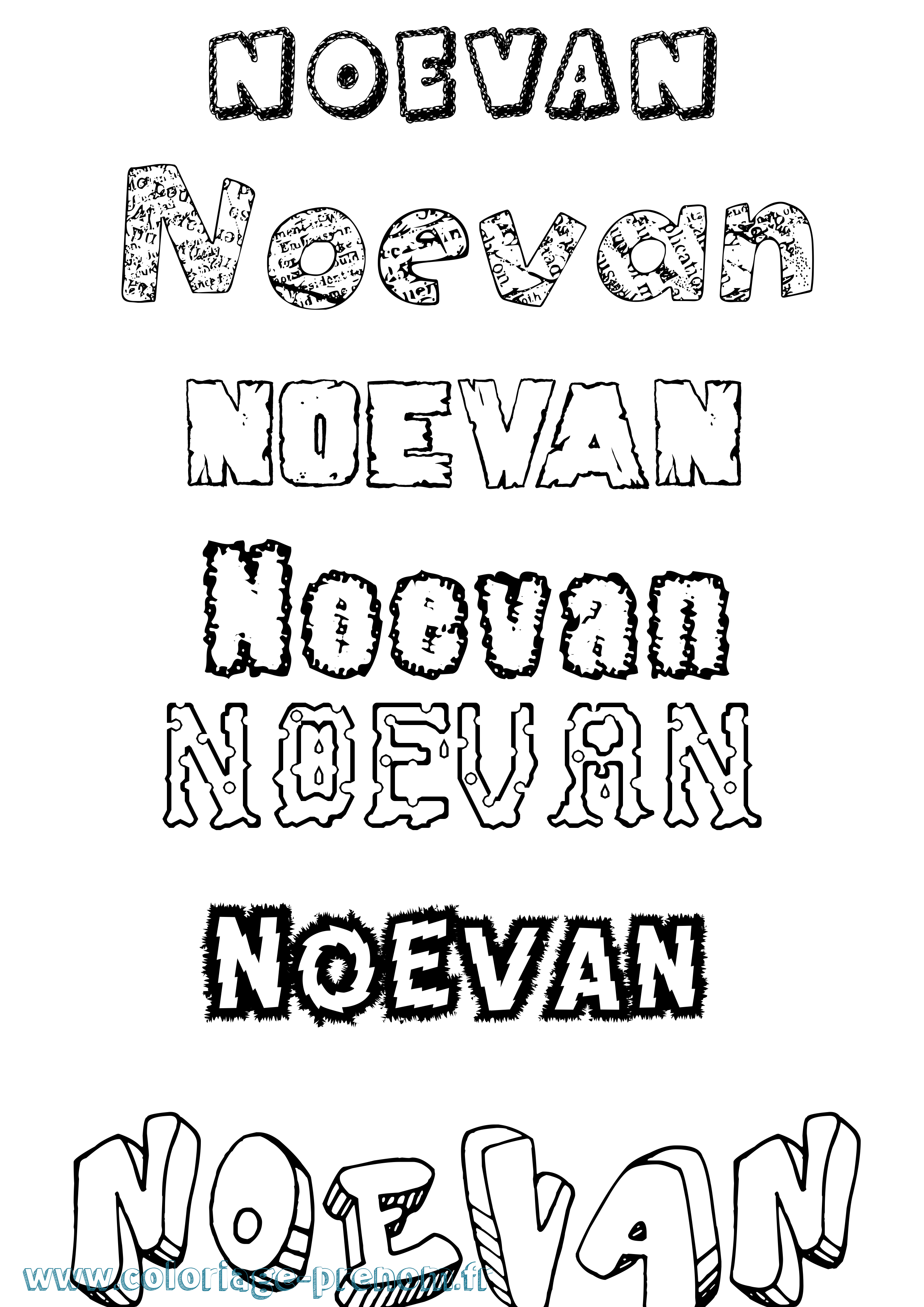 Coloriage Noevan Destructuré Coloriage prénom Noevan Destructuré