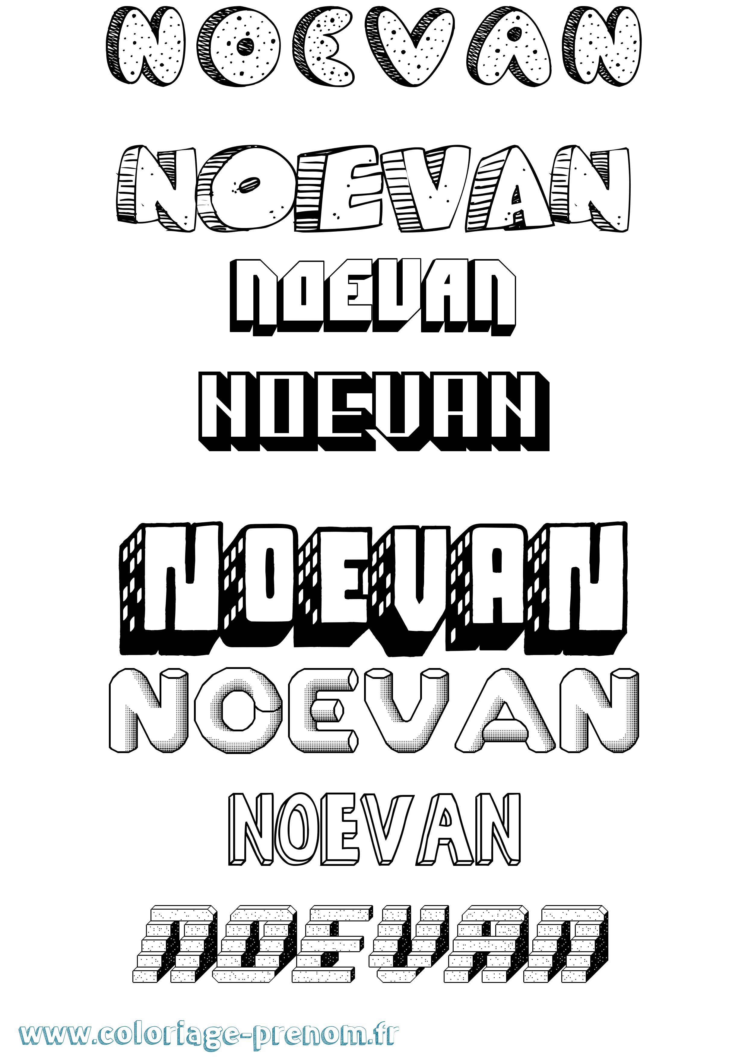 Coloriage Noevan Effet 3D Coloriage prénom Noevan Effet 3D