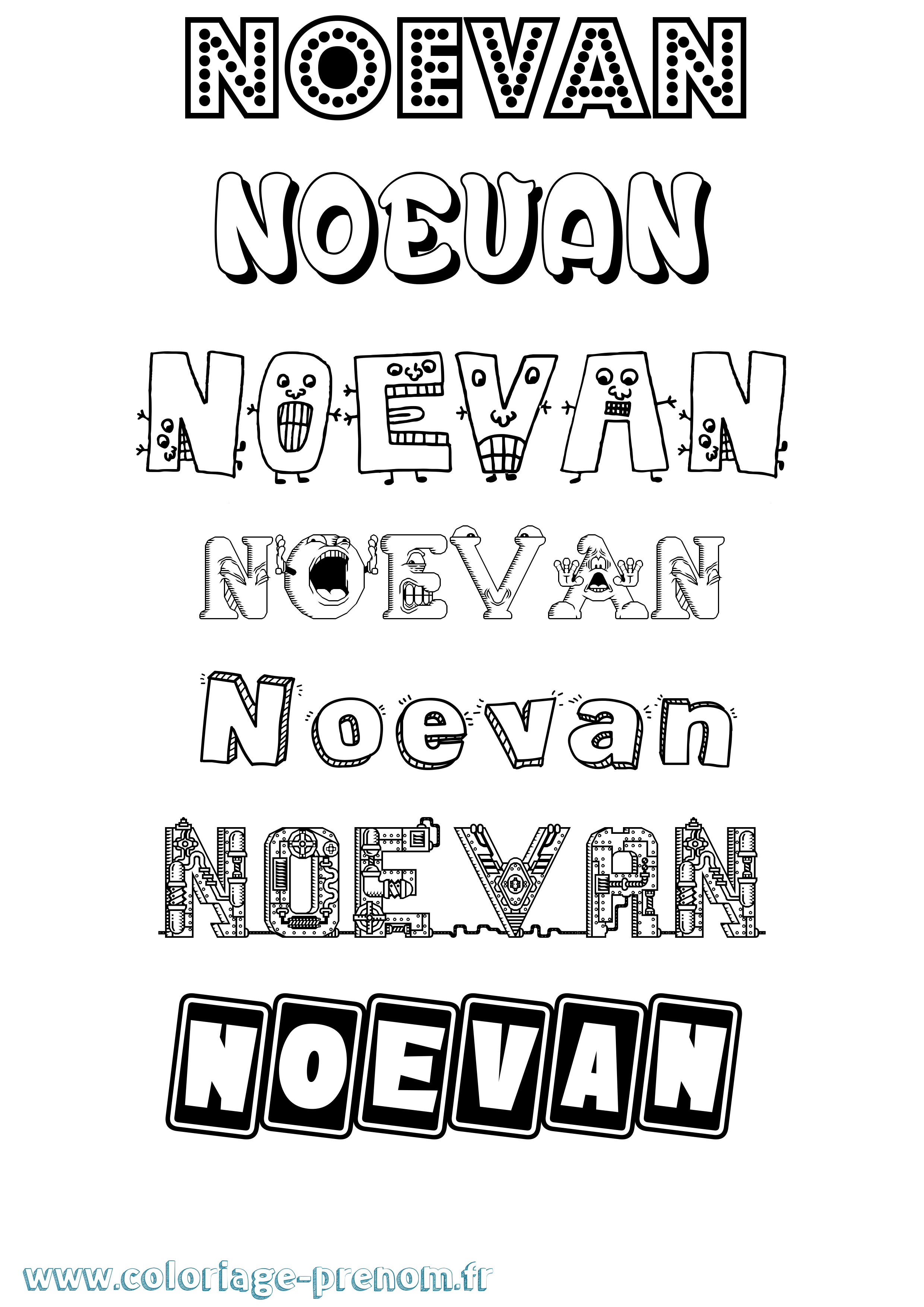 Coloriage Noevan Fun Coloriage prénom Noevan Fun